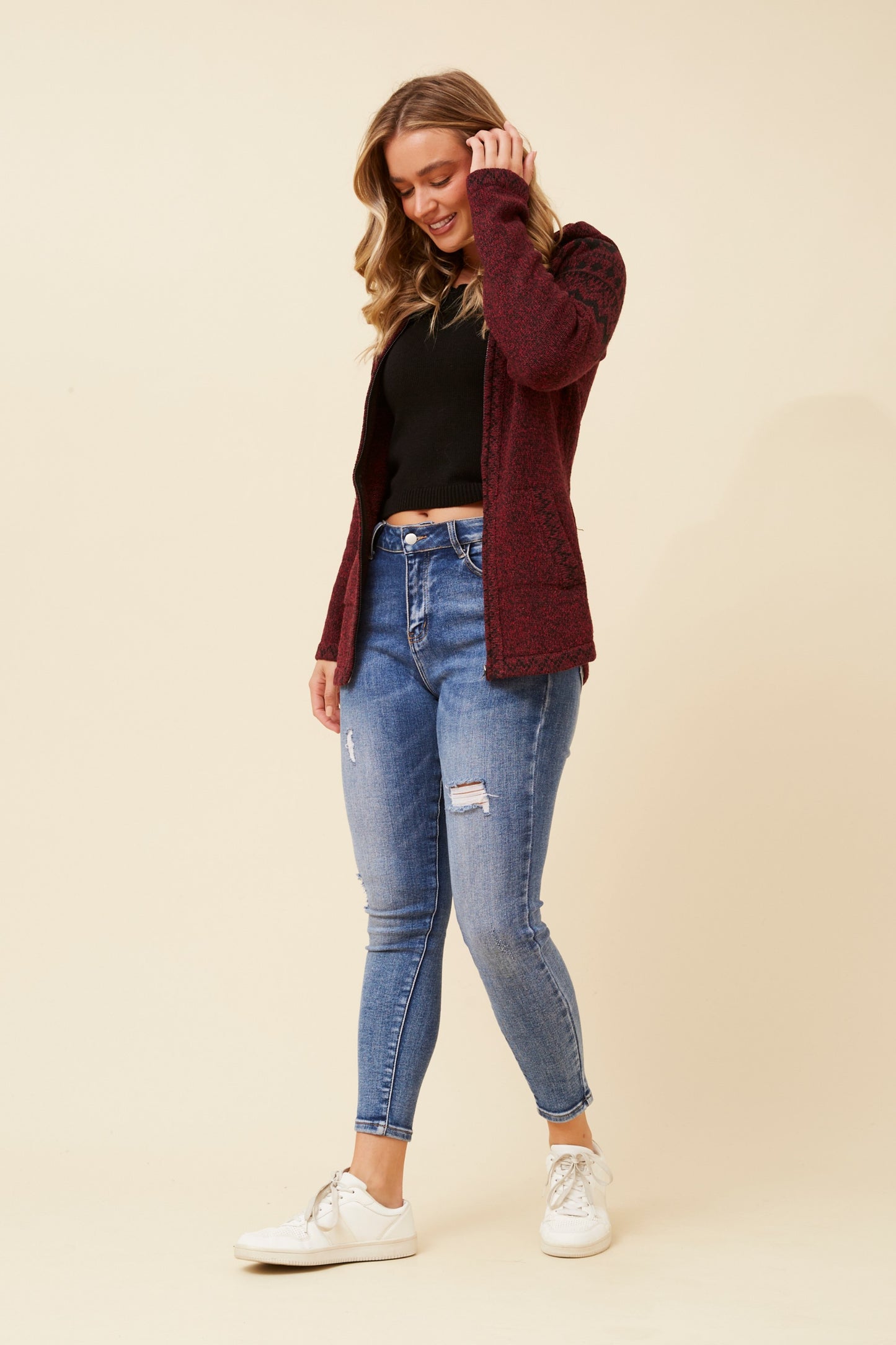 Emily Knit Cardigan with zip front KC518375