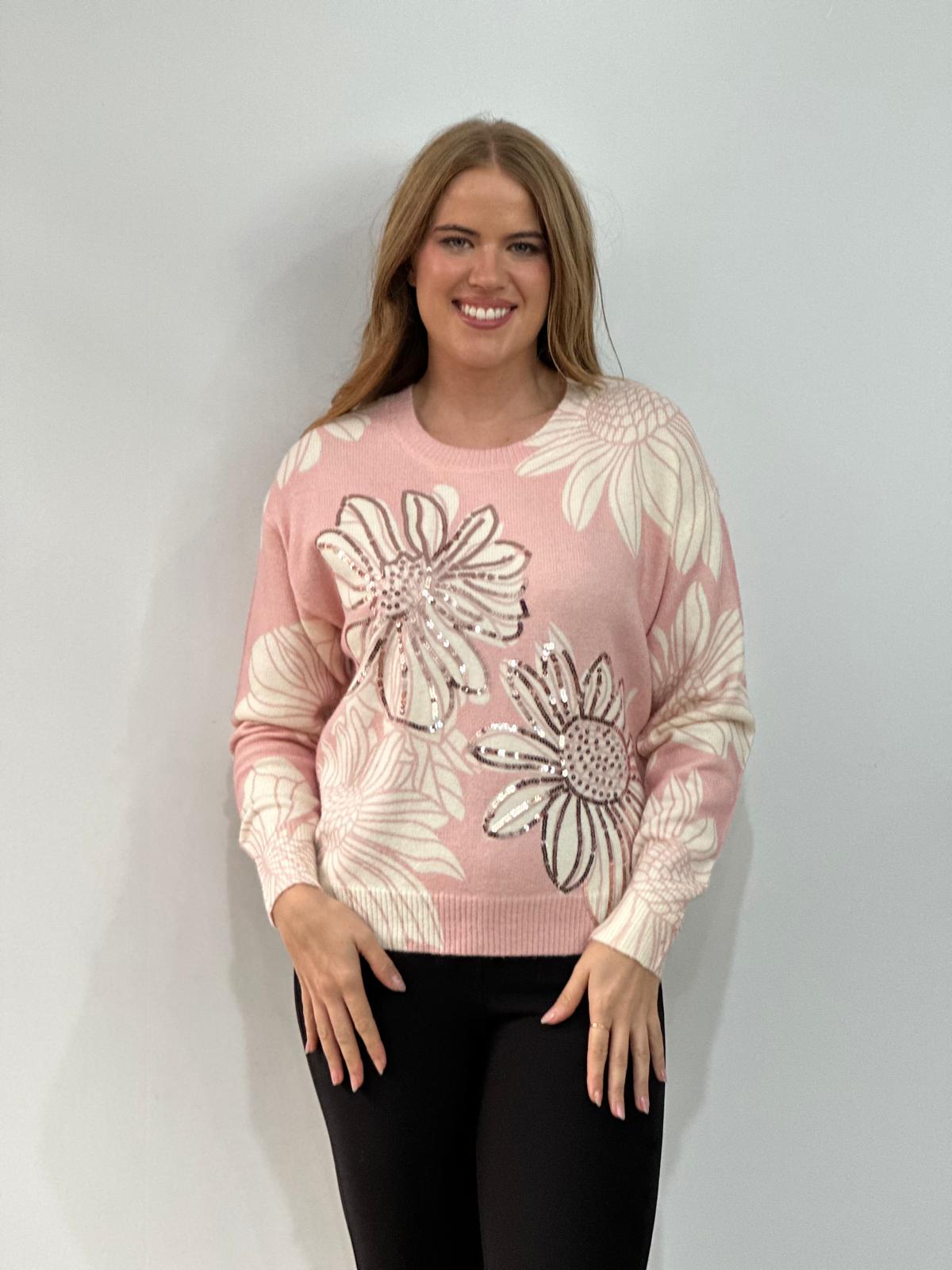 Sofi Sequin Knit Jumper KN8730 Pink