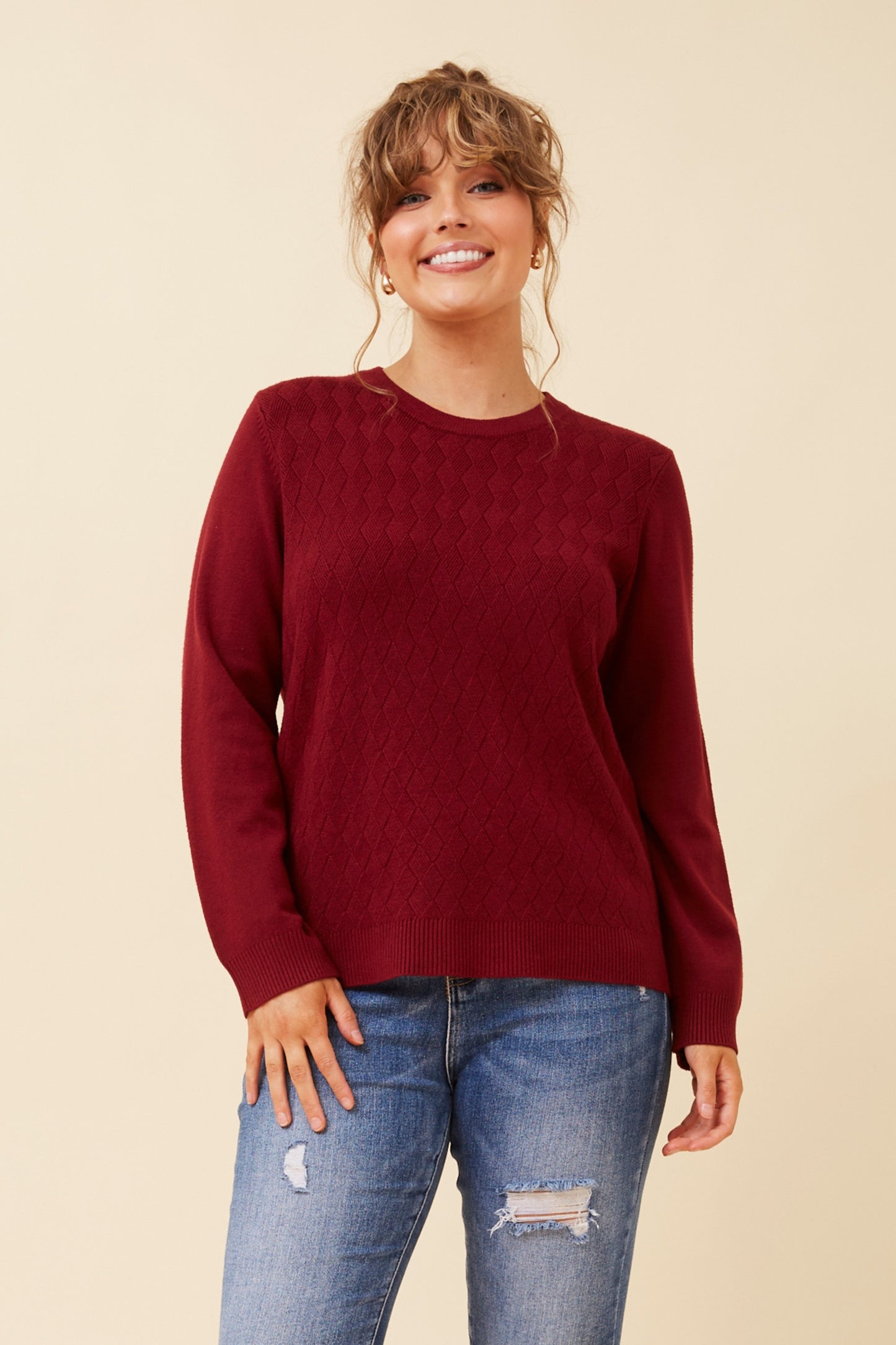 Mason Mini Diamond Pattern Knit Red Dahlia KP522514