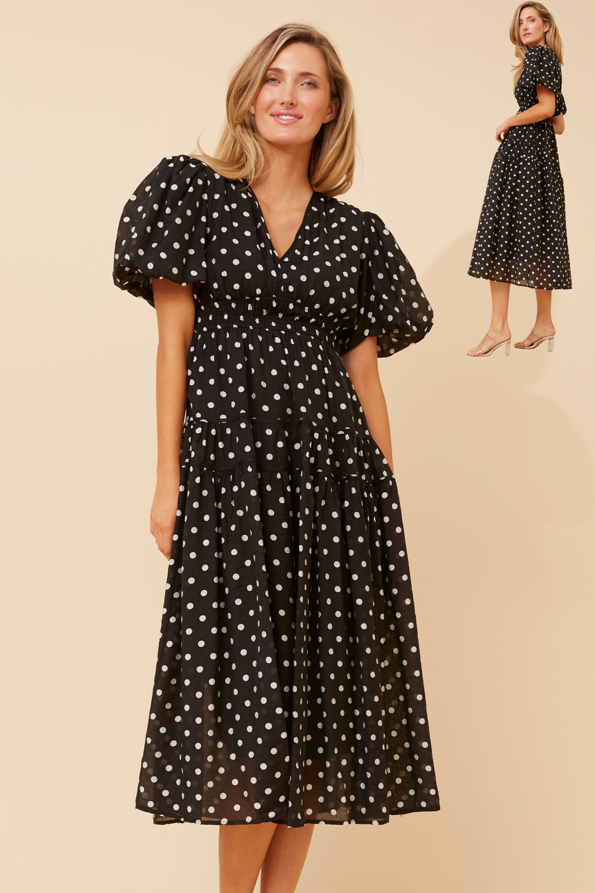 Freya Puffy Sleeves Dress D525599 Black