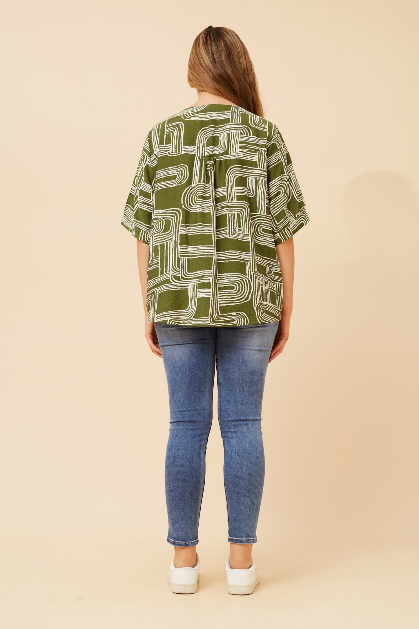 Carolyn Abstract Printed Top T525887 Sage