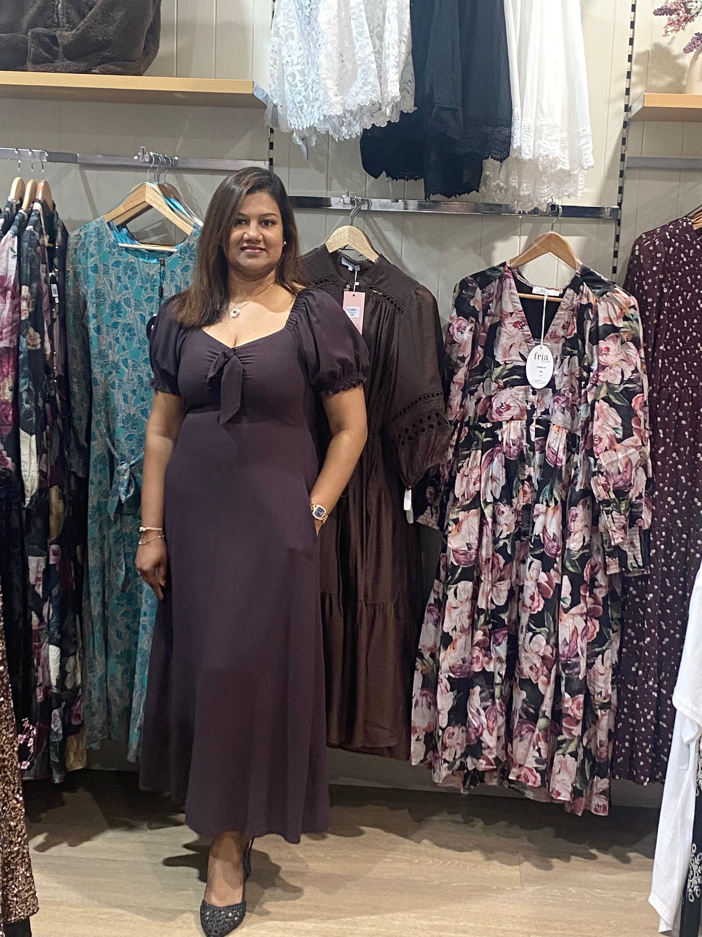 Anne Front Bow Dress - D512961 Chocolate