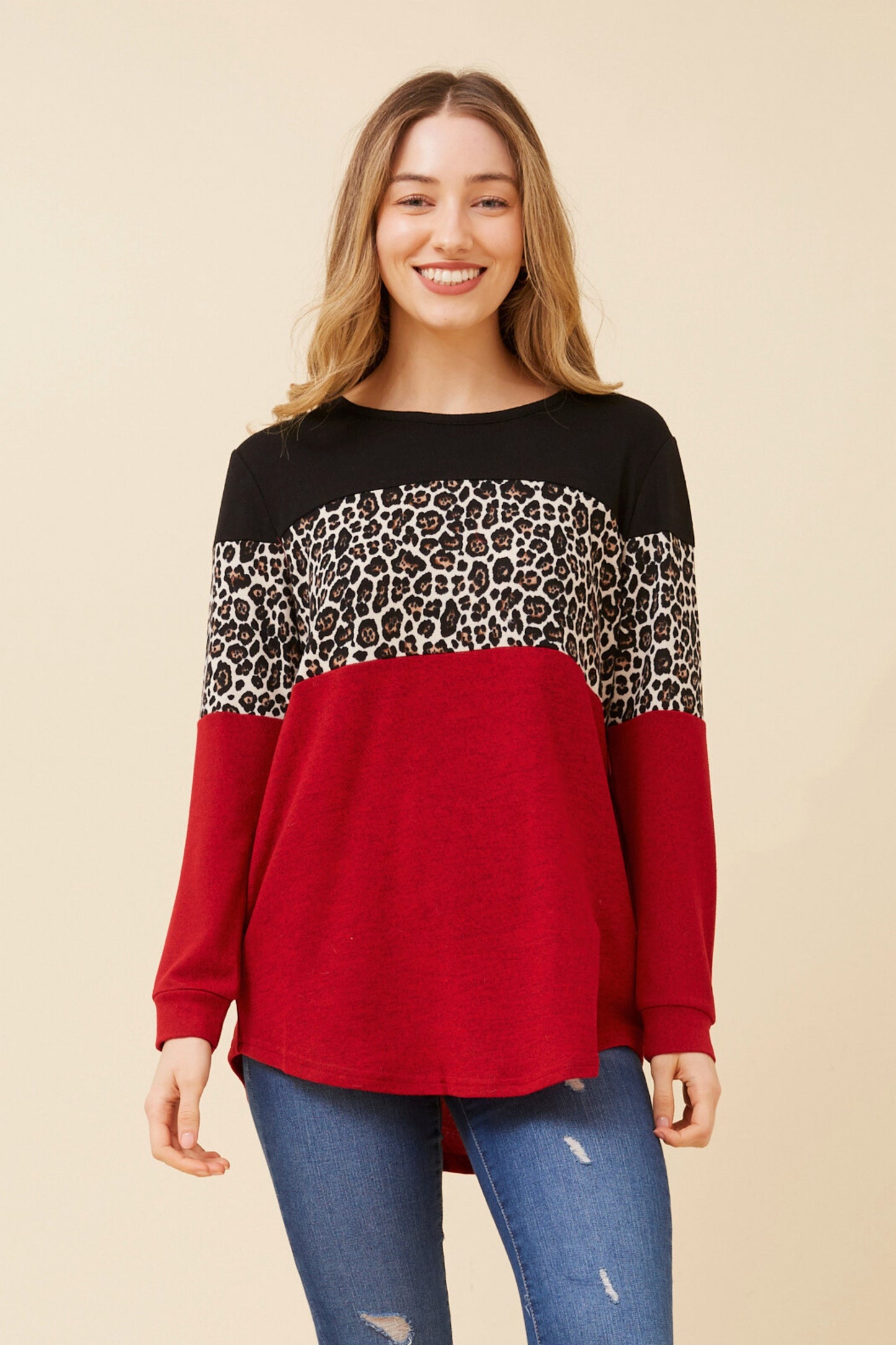 Alicia Animal Print Top T512658 Red