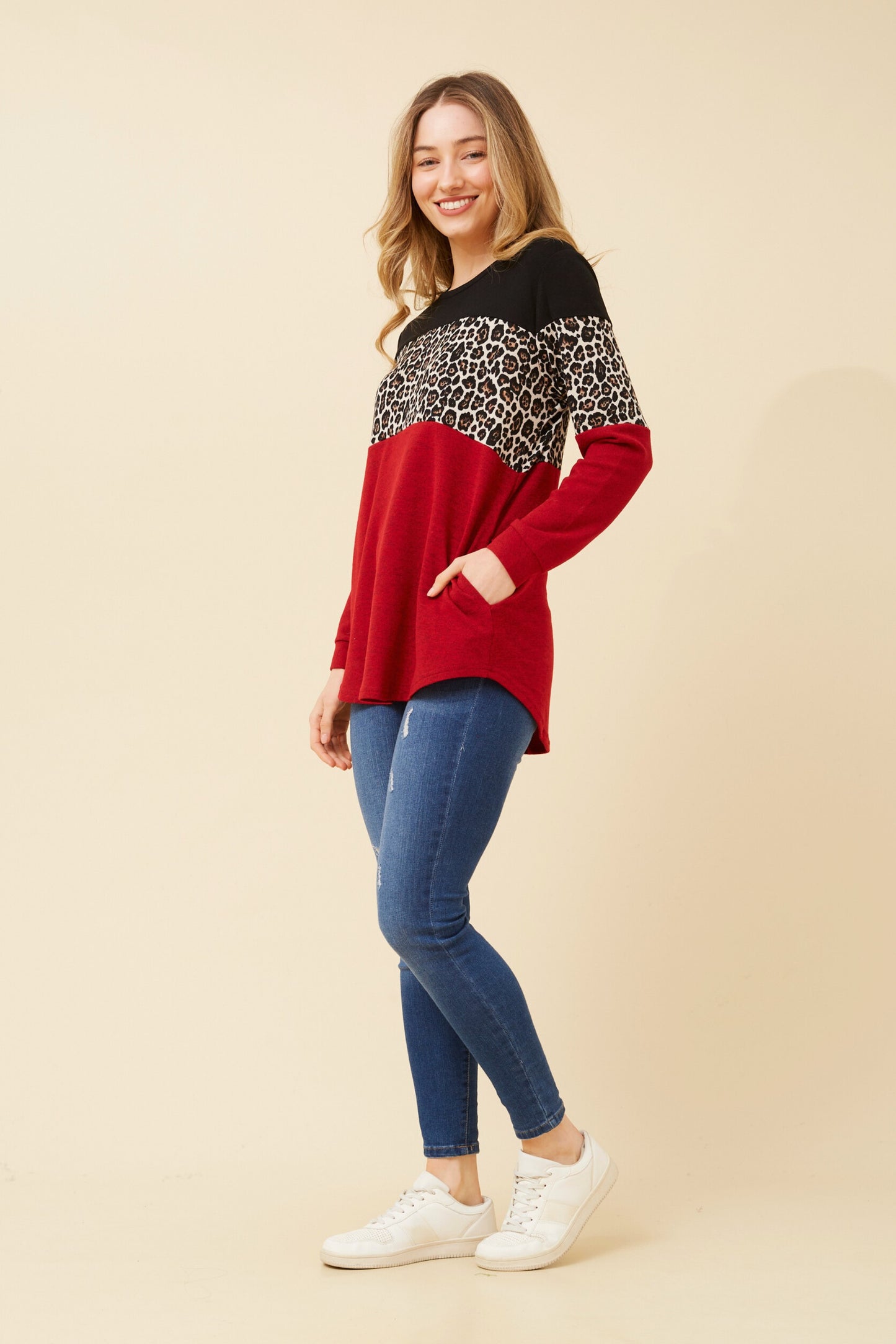 Alicia Animal Print Top T512658 Red