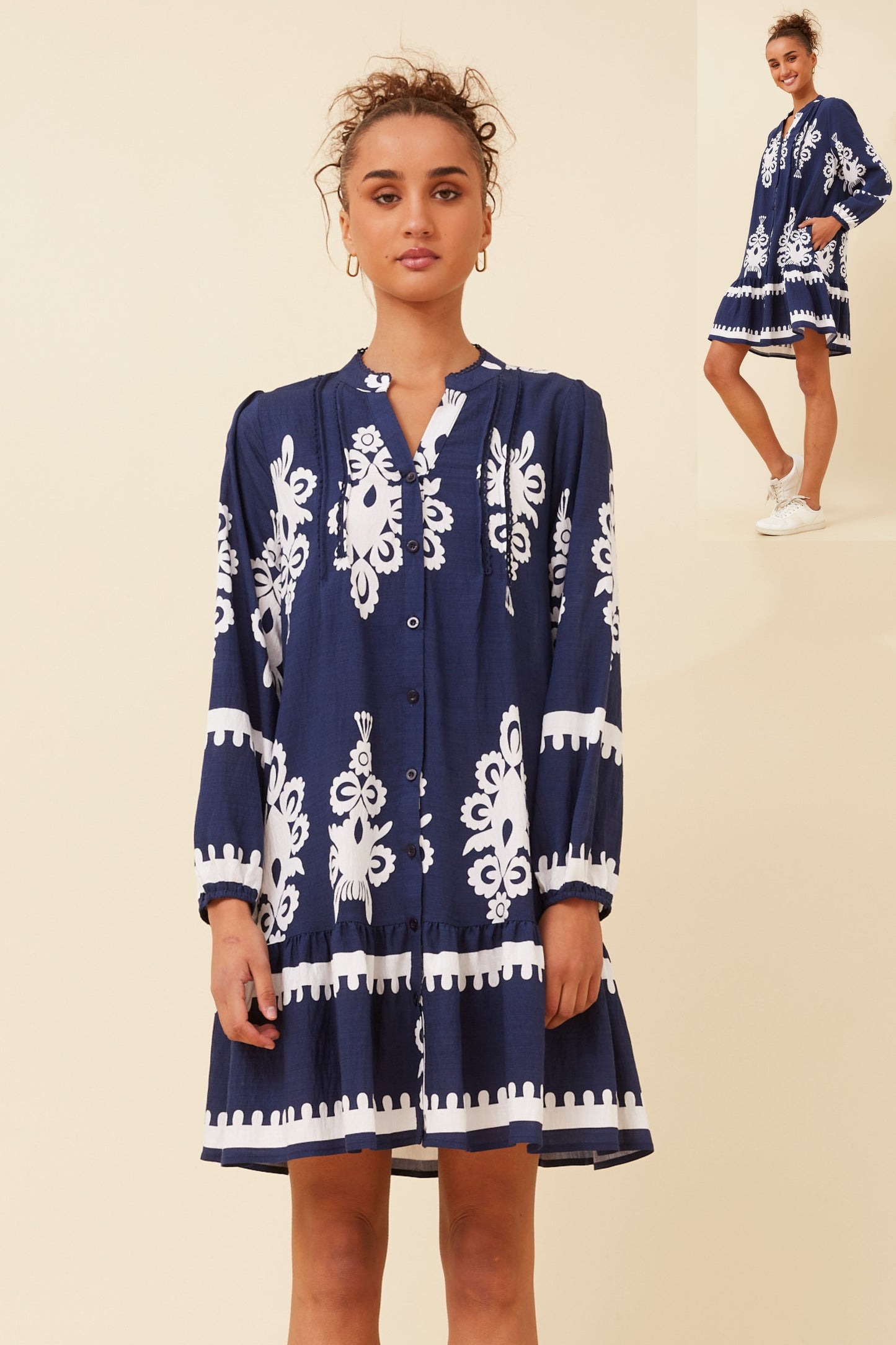 Flavia Border Print Boho Dress D523754