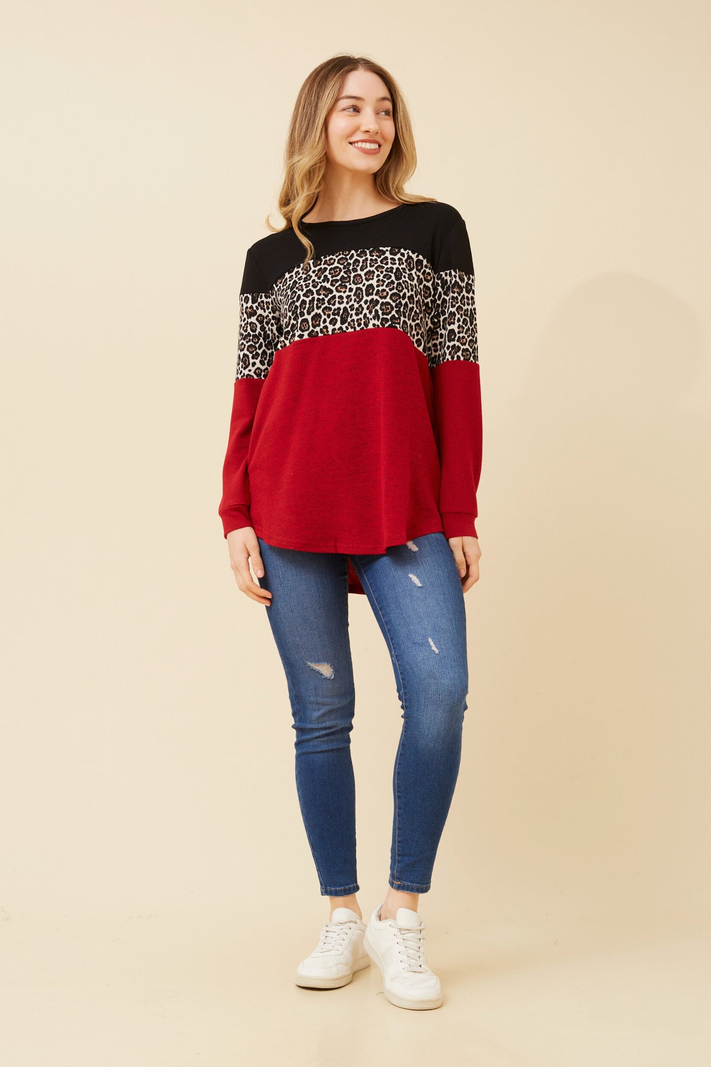 Alicia Animal Print Top T512658 Red