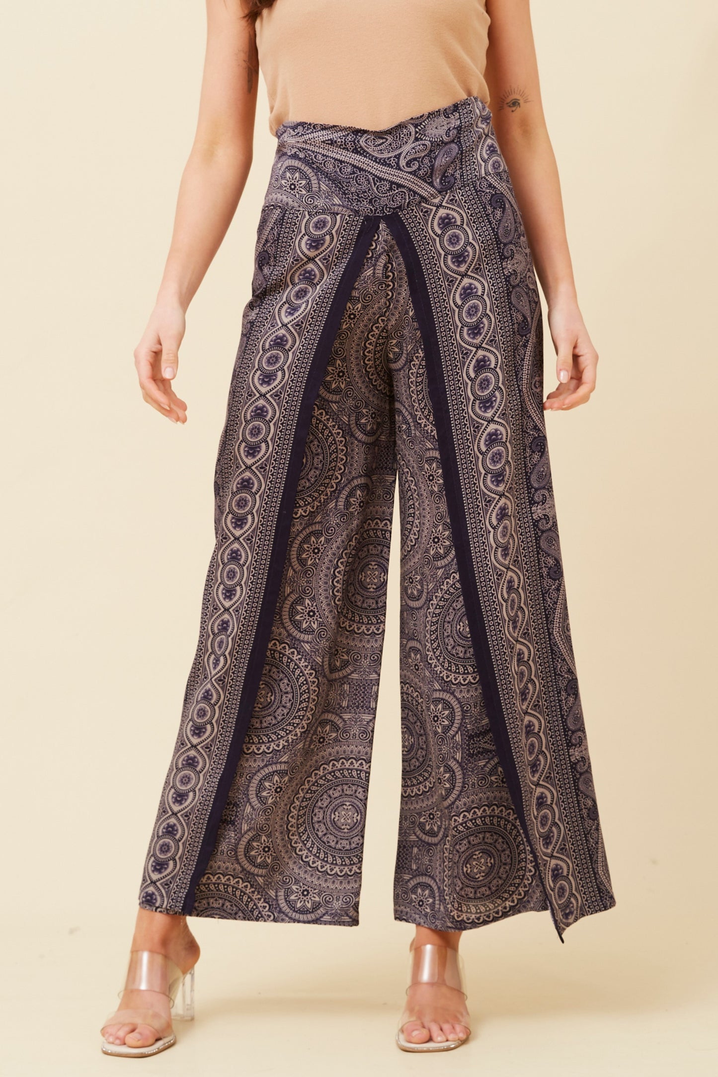 Elephant Printed Pant P520839- Navy