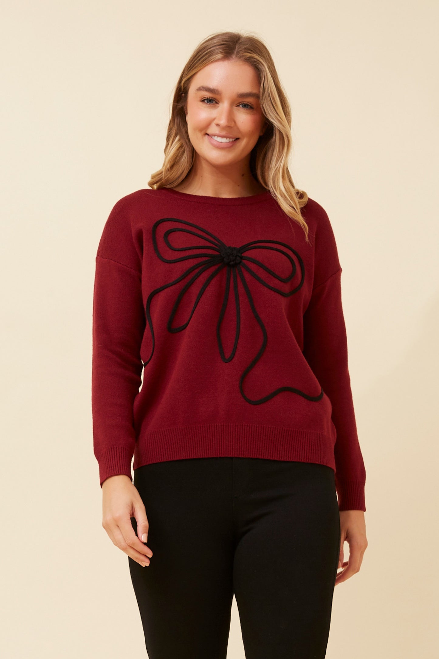 Ashley Bow Knit KP522493 Burgundy