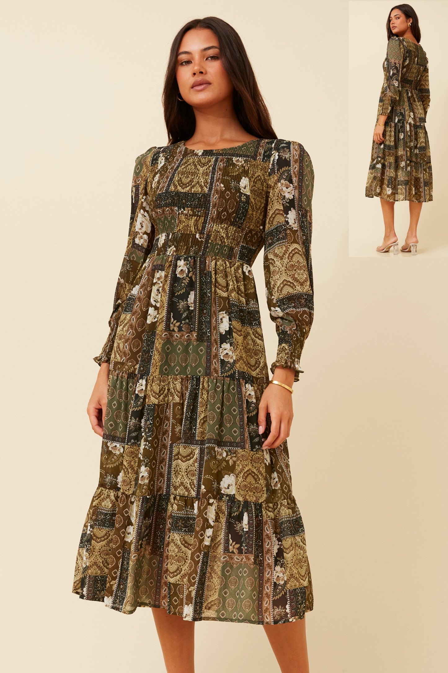 Nita Tiered Midi Dress D522376