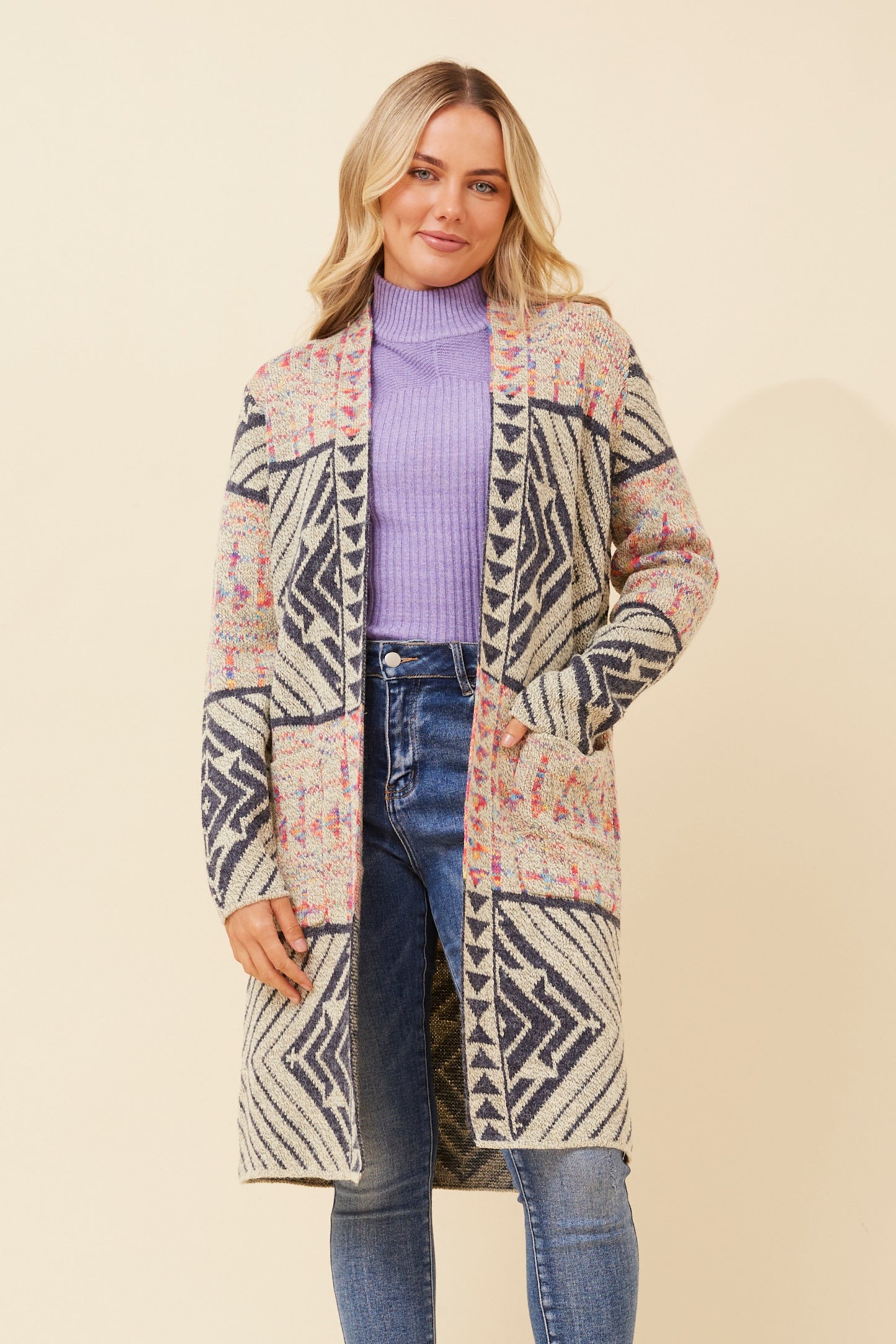 Jacquard Knit Cardigan KC733946