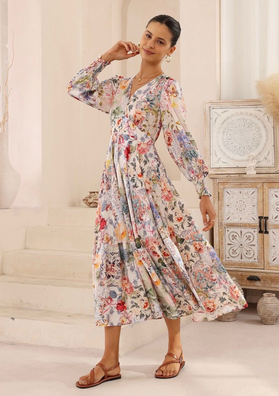 Irish Floral Print Maxi Dress