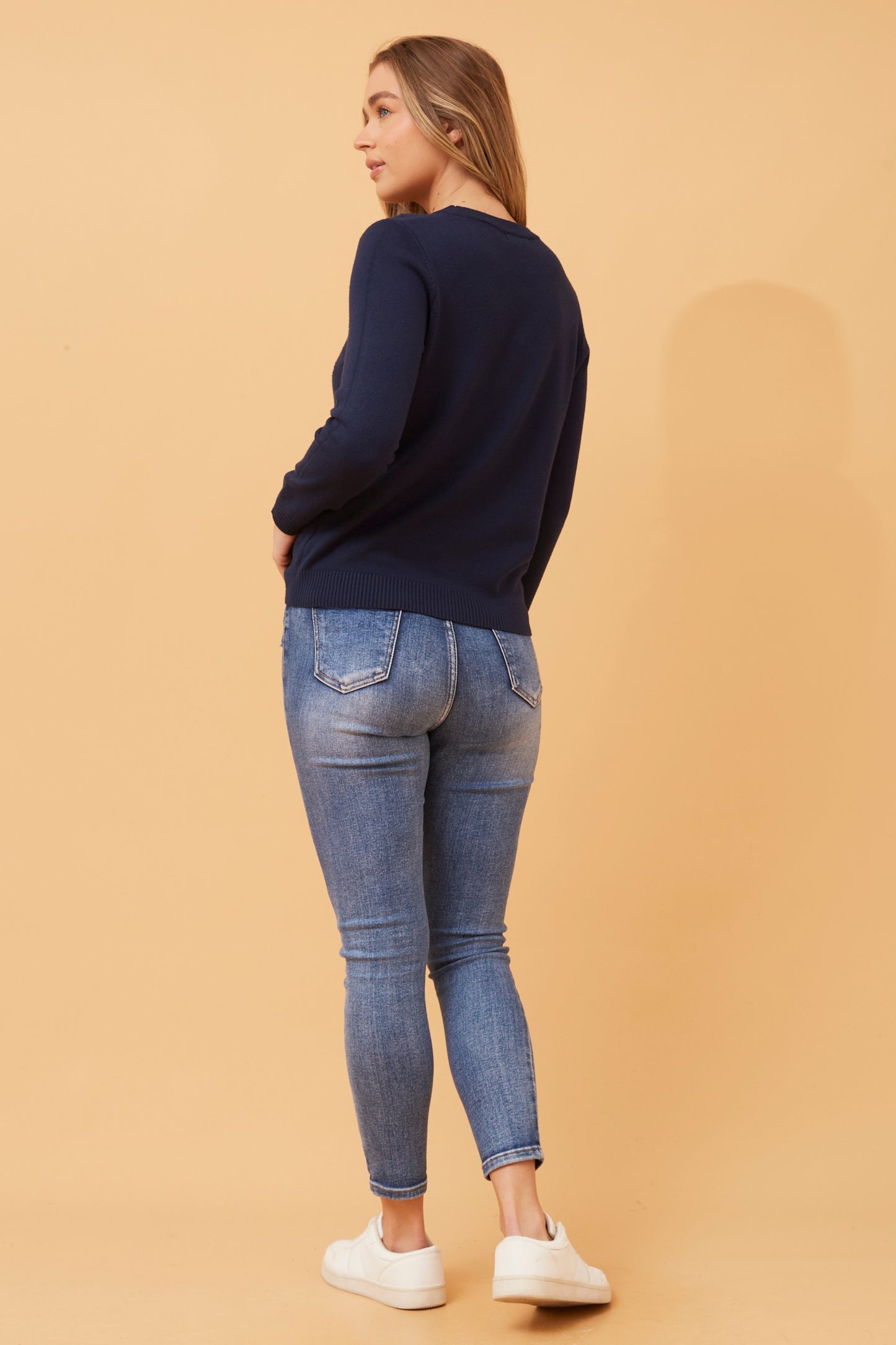 Beau Textured Pullover Navy KP518378
