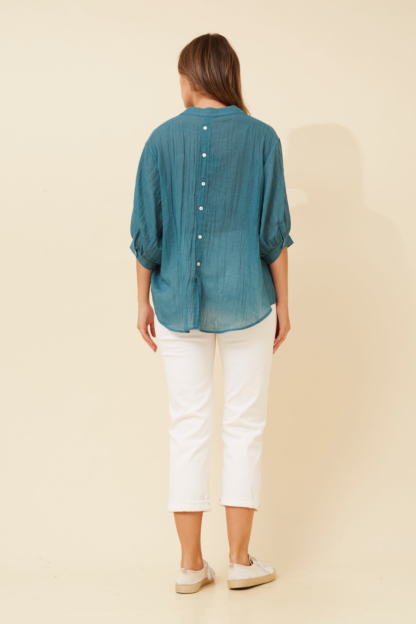 Rosa Shirt with Back Button Detail - Emerald T511586
