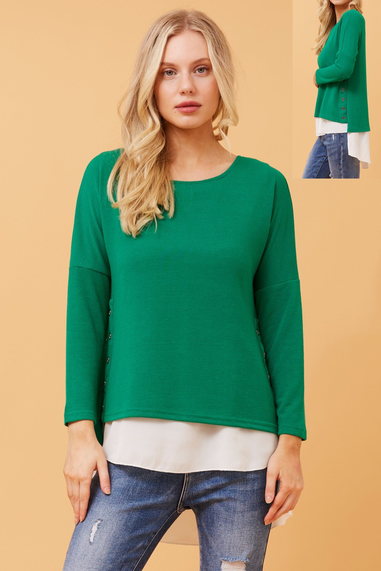 Carie Double Layer Top T512725 Jade