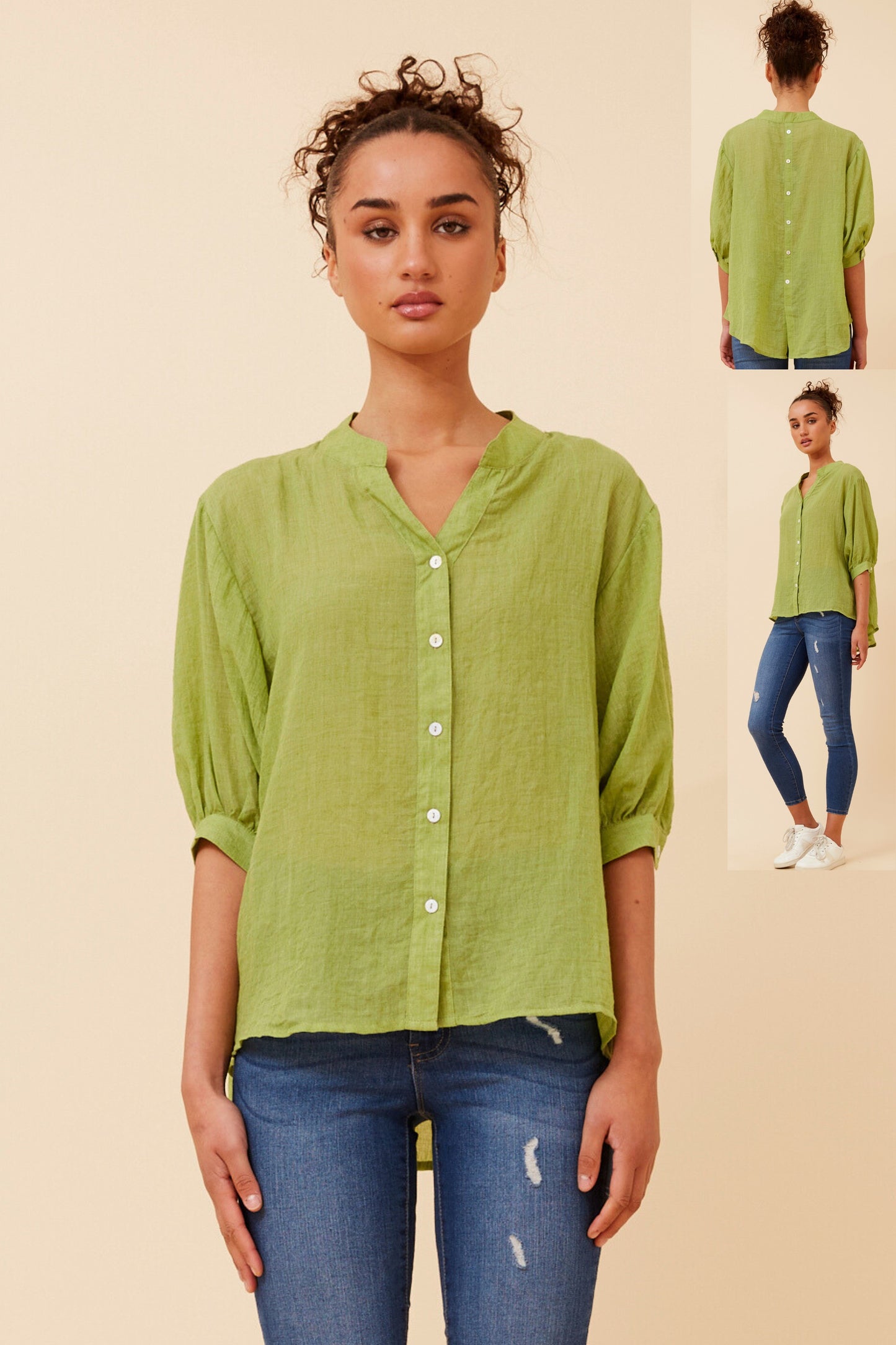 Rosa Shirt with Back Button Detail -Pistachio T511586