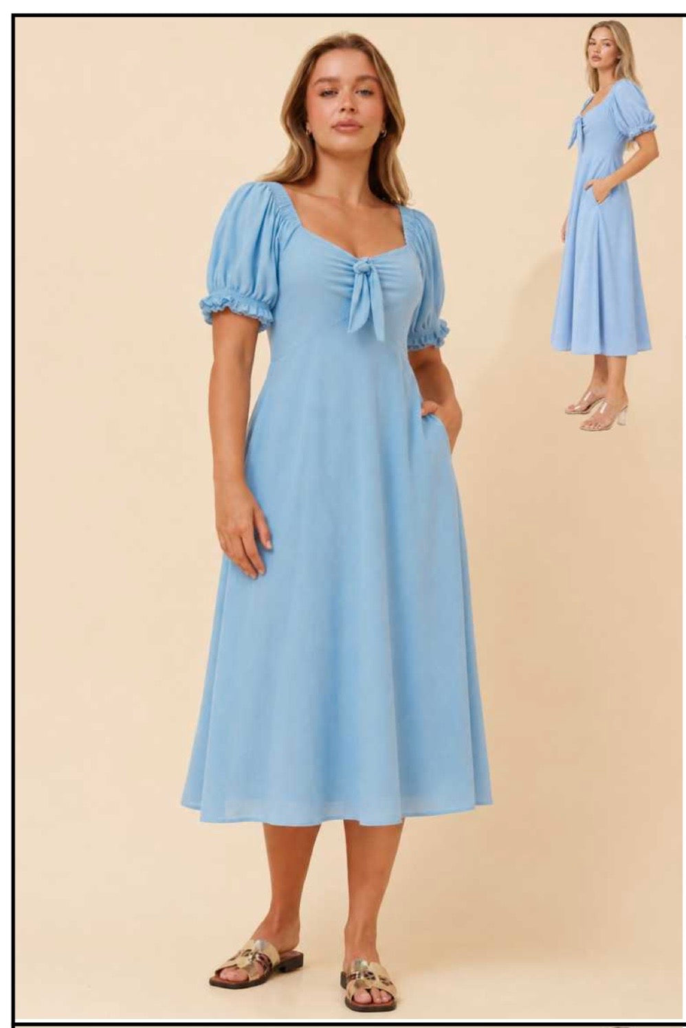 Anne Front Bow Dress - Blue Jean D512961