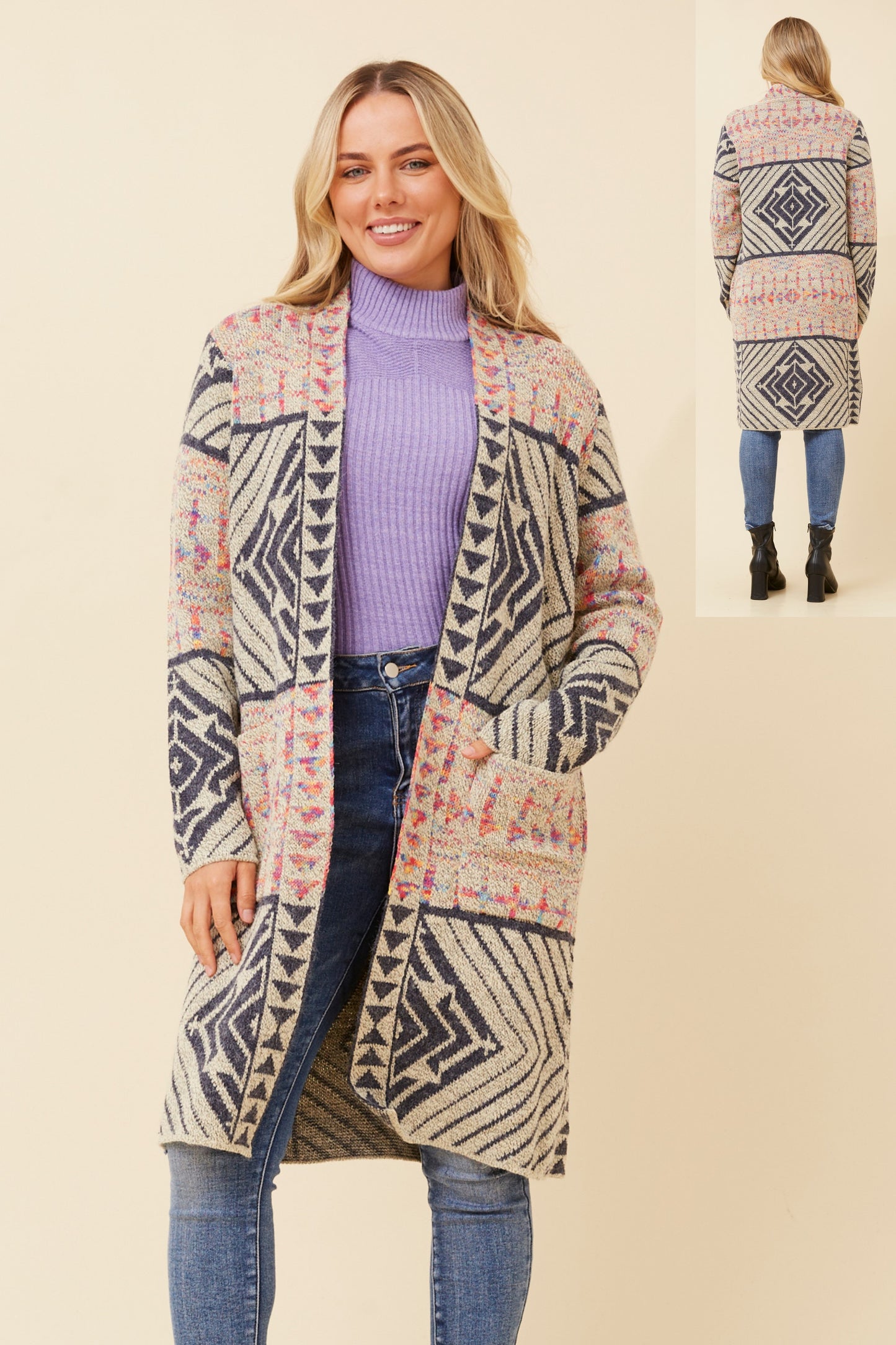 Jacquard Knit Cardigan KC733946