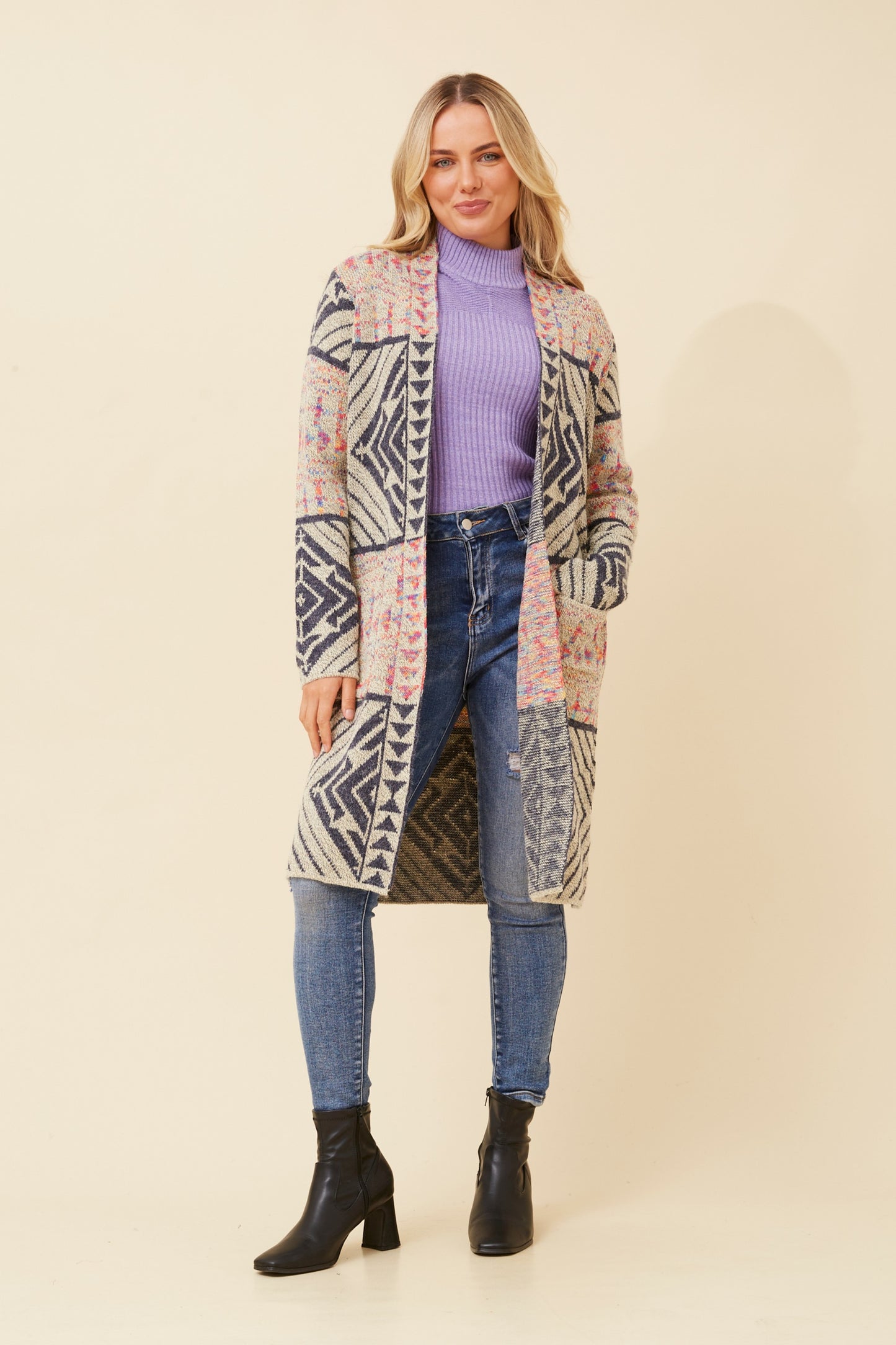 Jacquard Knit Cardigan KC733946