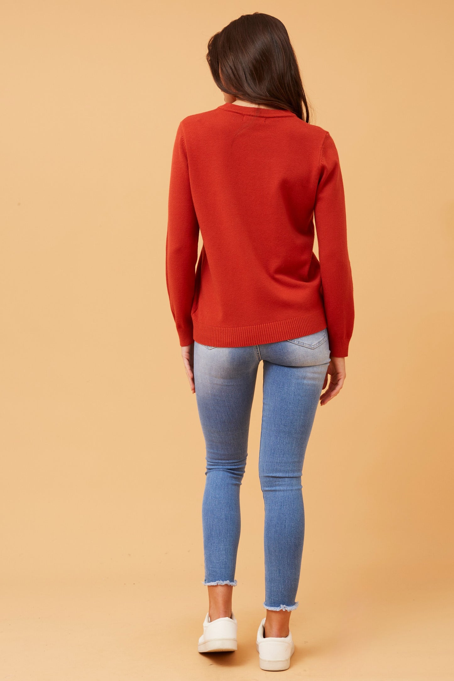 Angie Floral Embellished Knit -Burnt Orange KP519089