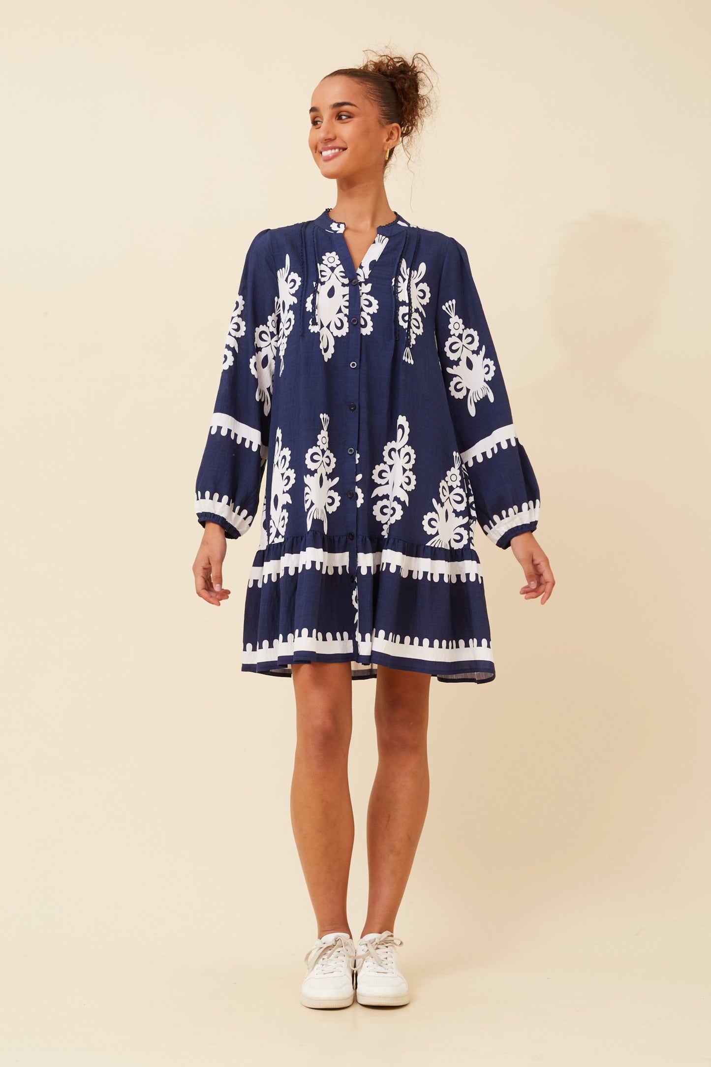 Flavia Border Print Boho Dress D523754