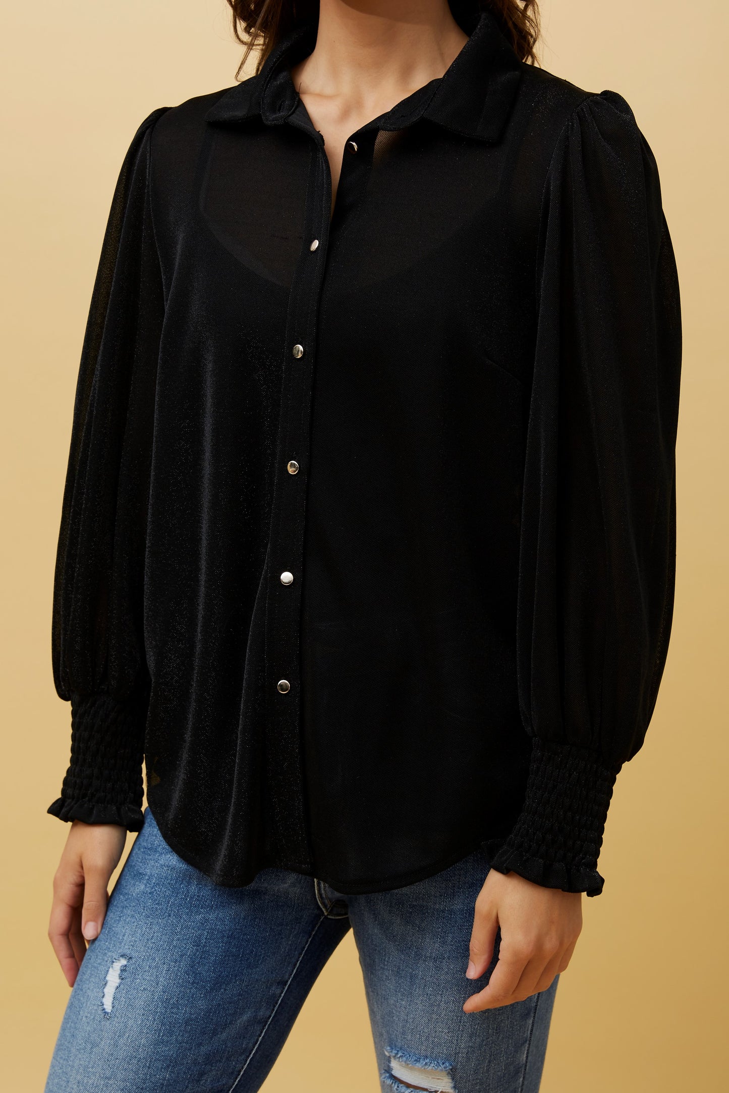 Helia Sequin Shirt T514496 Black