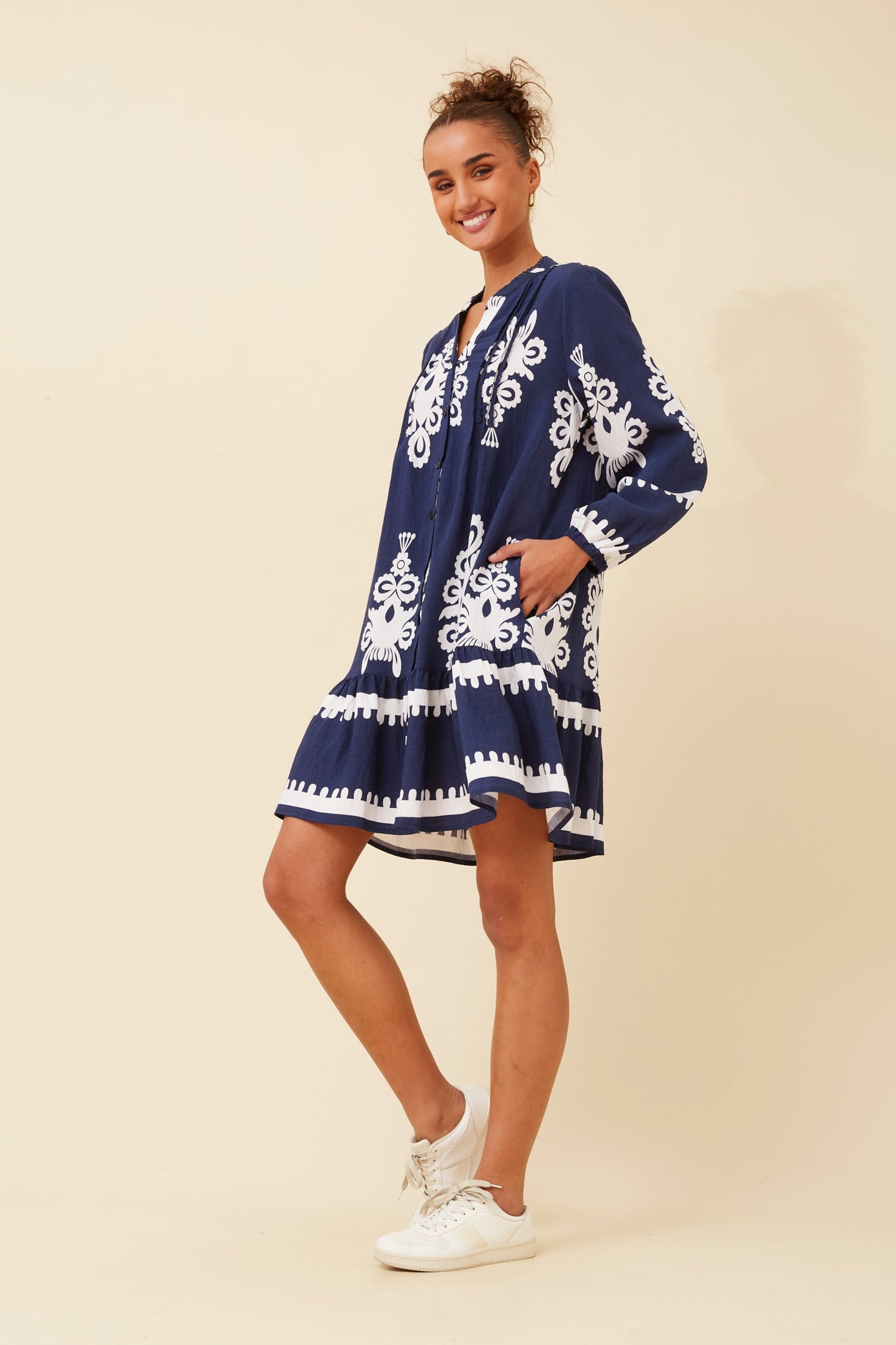 Flavia Border Print Boho Dress D523754