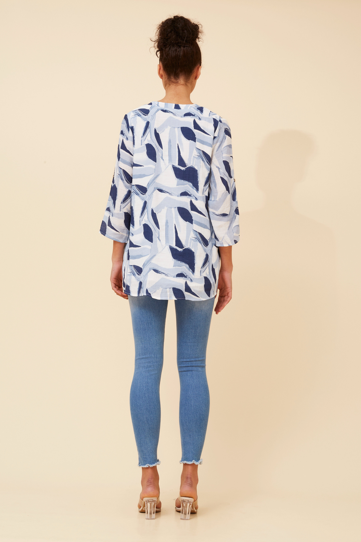 Edie Floral Print Button Top T526718 Blue