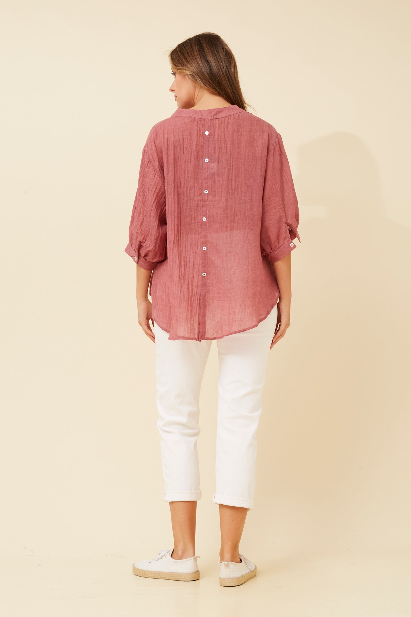 Rosa Shirt with Back Button Detail - Raisin T511586