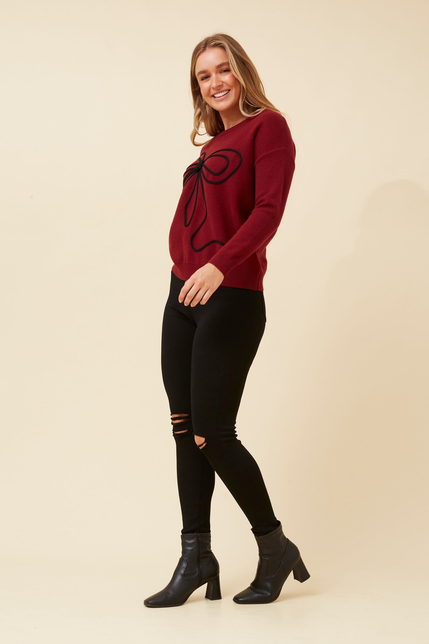 Ashley Bow Knit KP522493 Burgundy