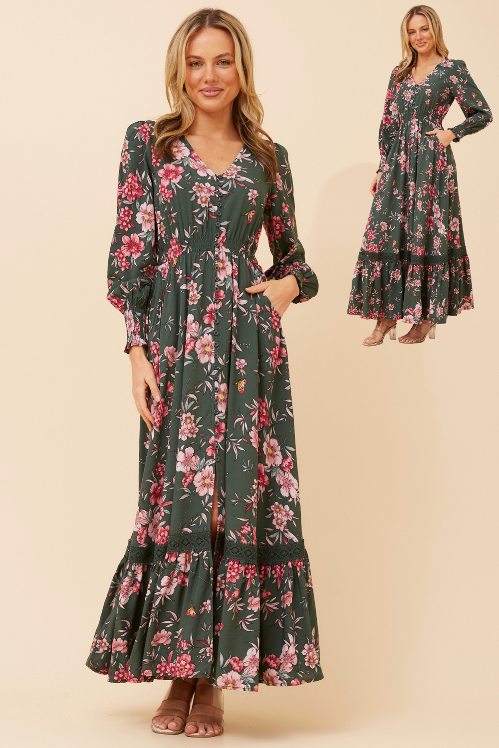 Mira Floral Print Maxi Dress D526336