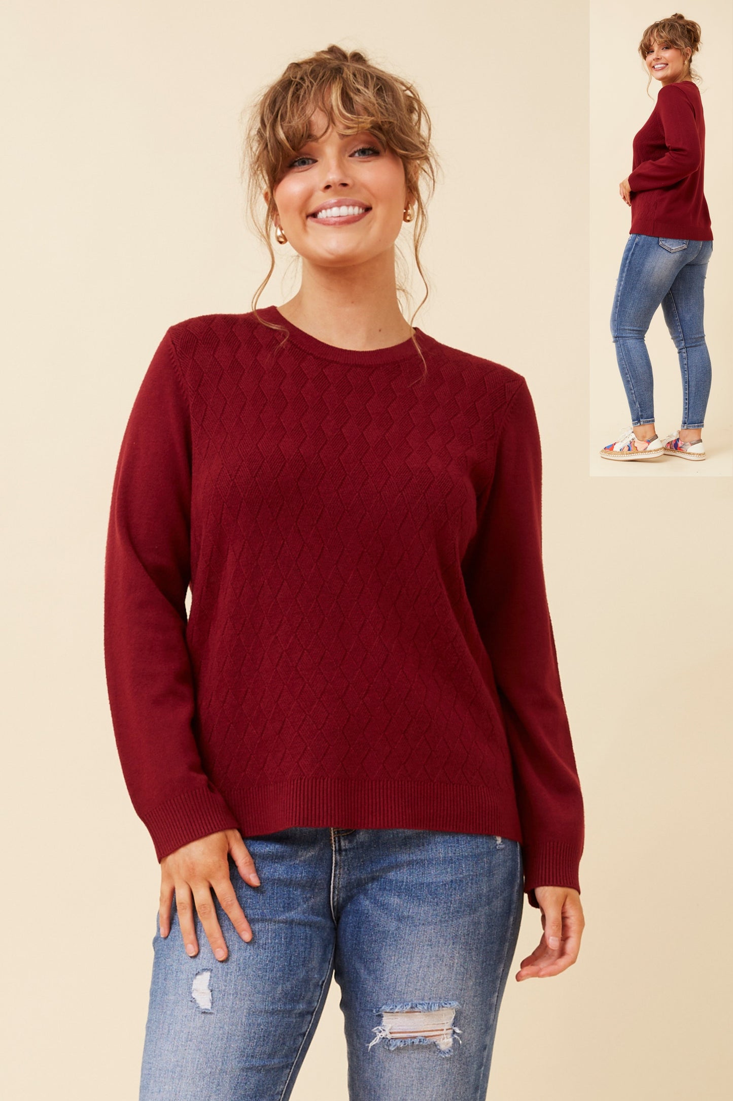 Mason Mini Diamond Pattern Knit Red Dahlia KP522514