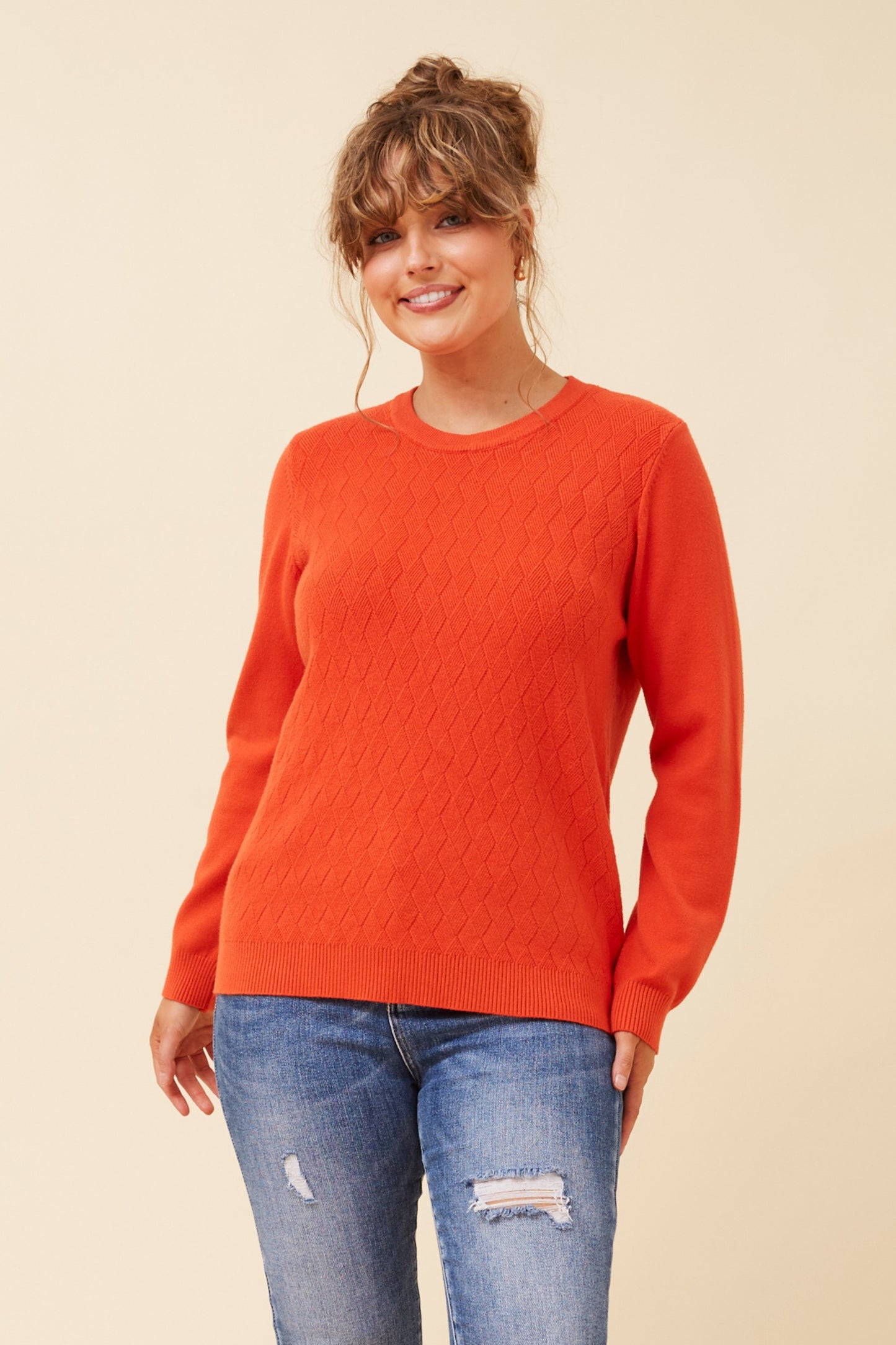 Mason Mini Diamond Pattern Knit - Orange KP522514