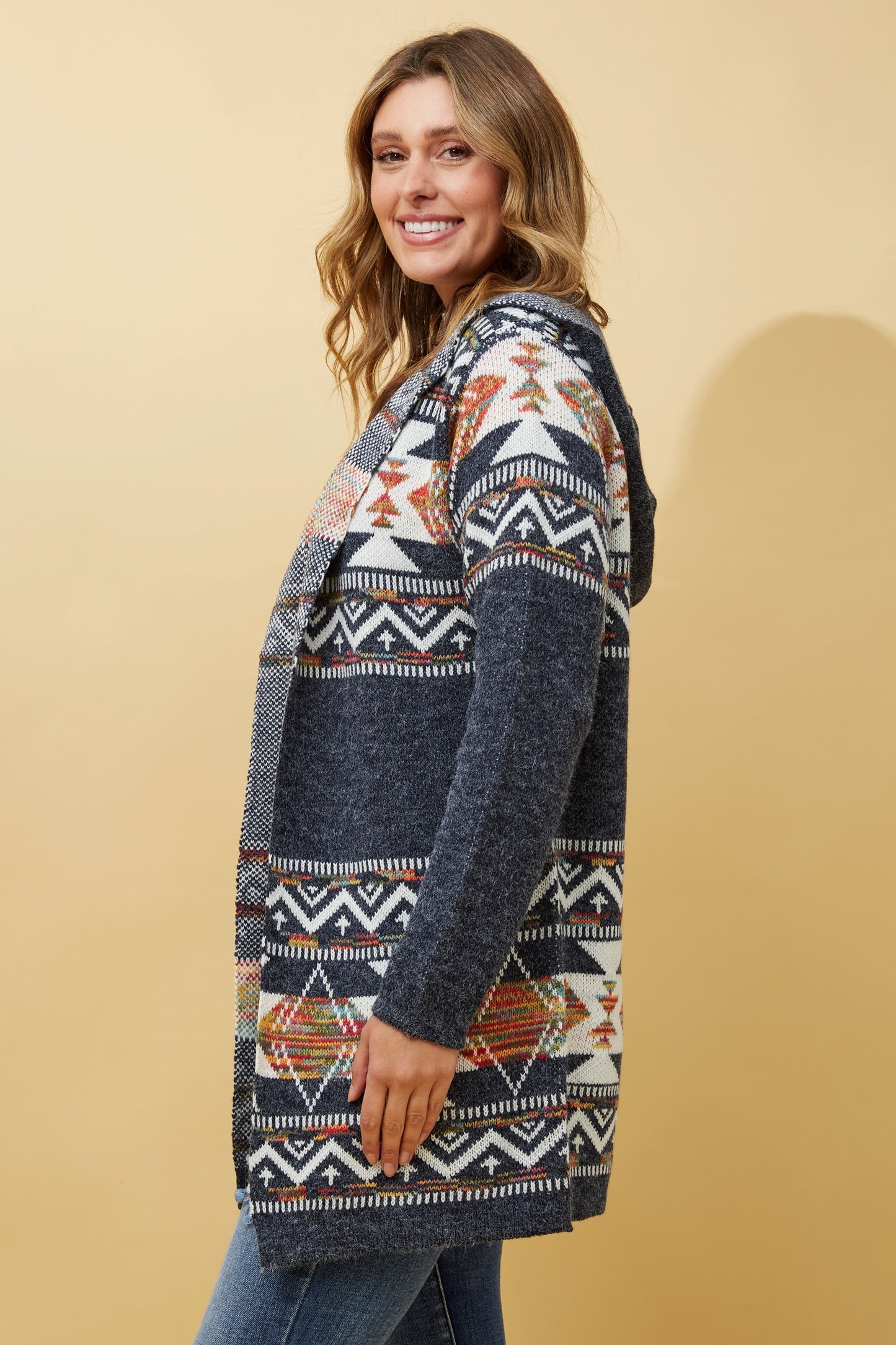 Ella Jacquard Knit Cardigan KC508538 Multi Navy