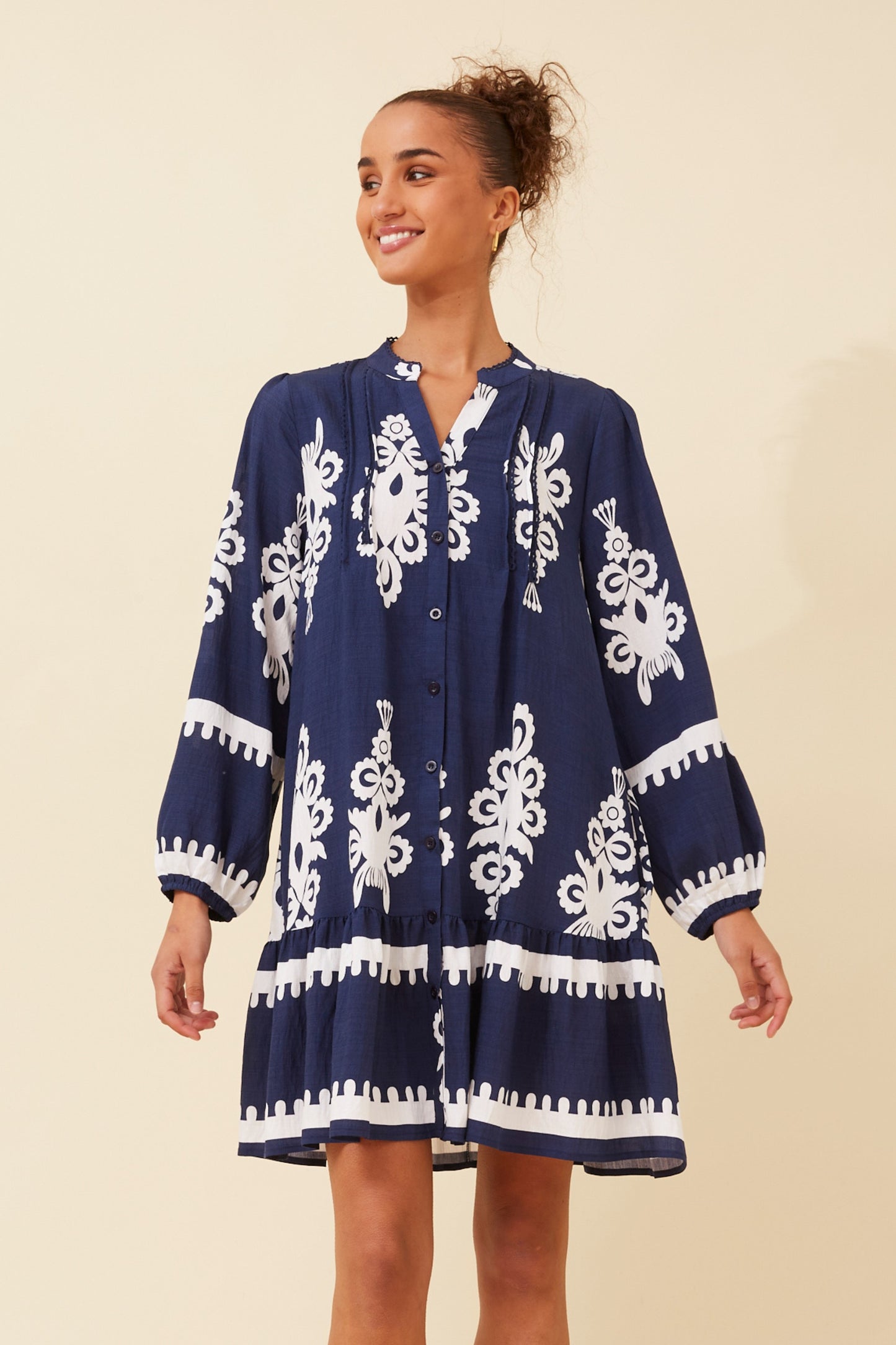 Flavia Border Print Boho Dress D523754