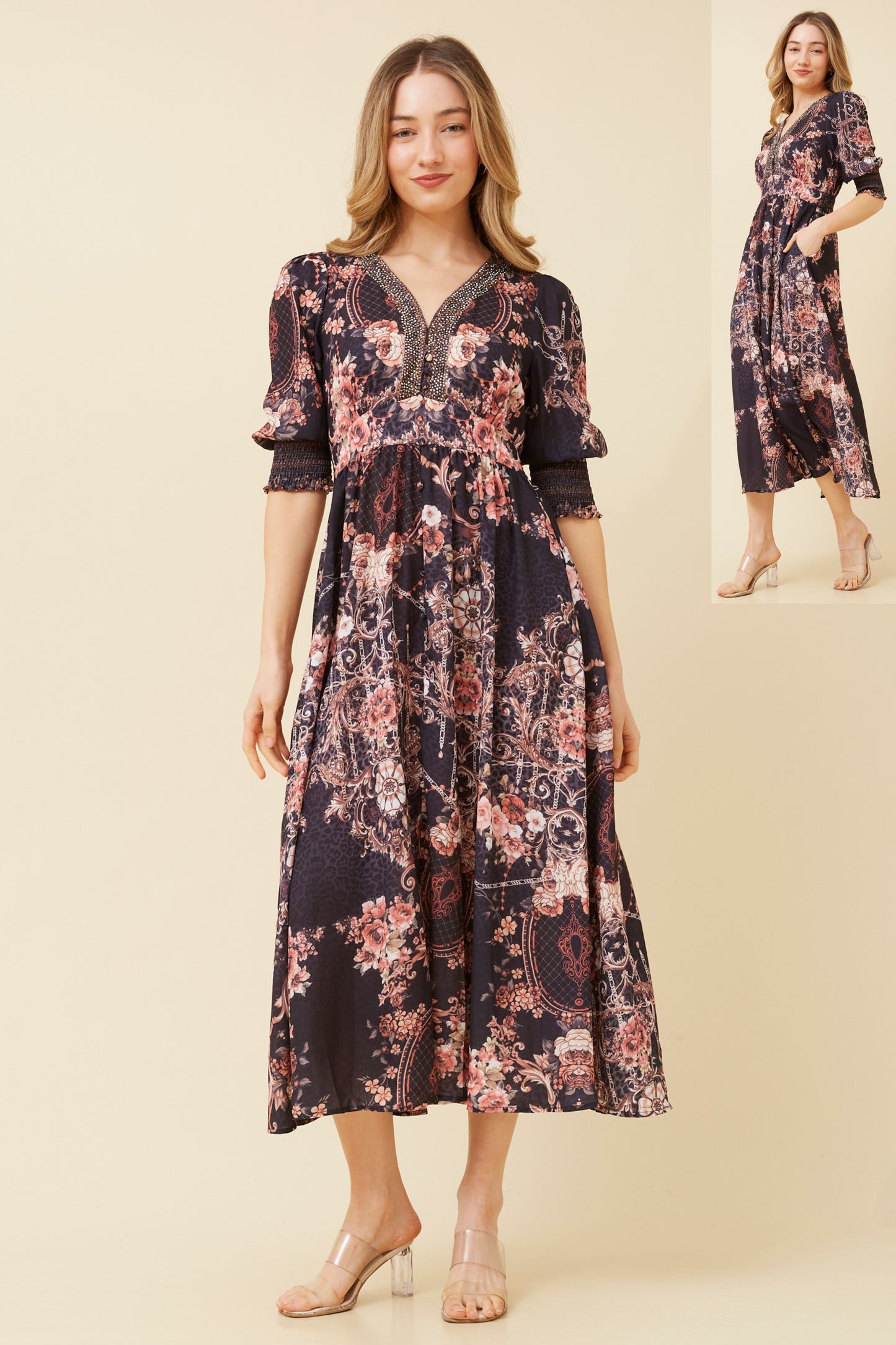 Isla Diamante Detail Midi Dress D524287