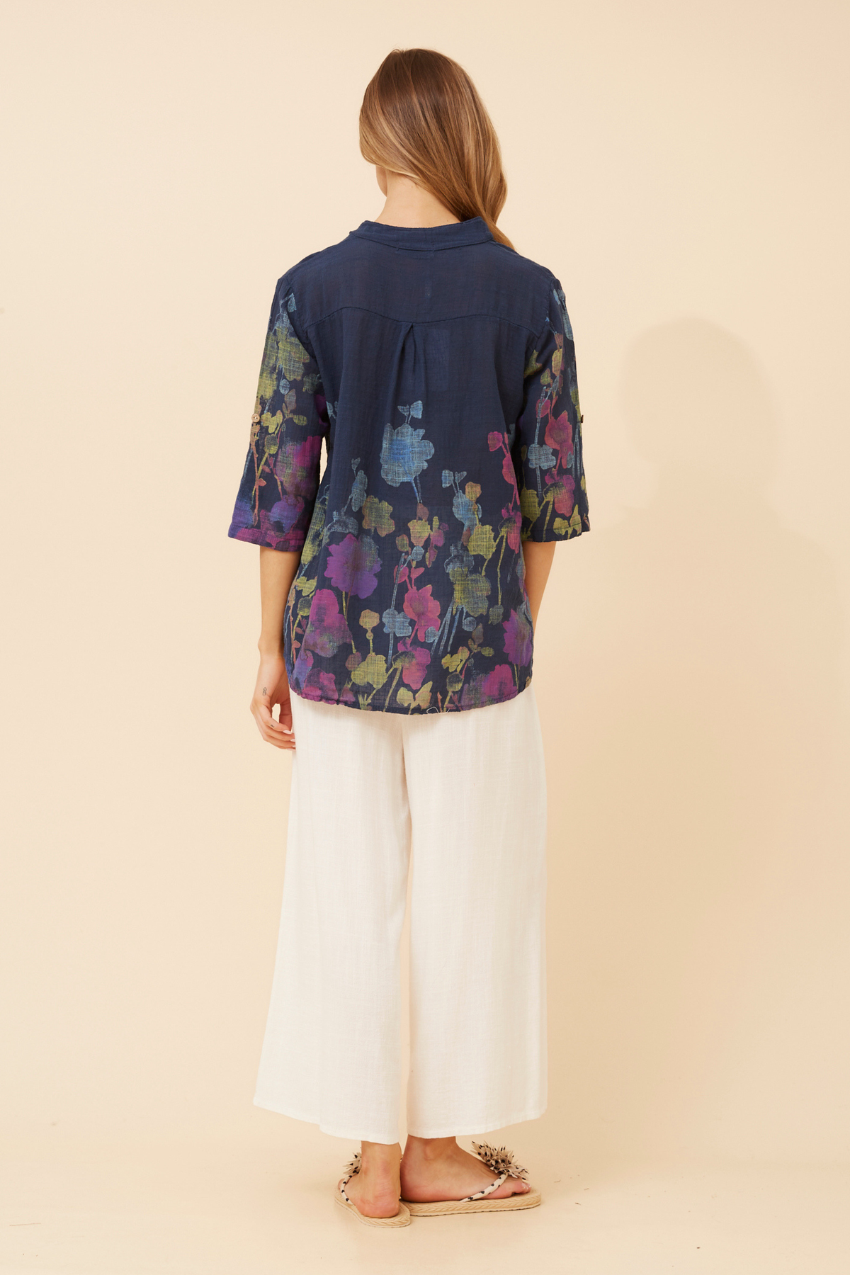 Skye Italian Floral Top T524783 Navy