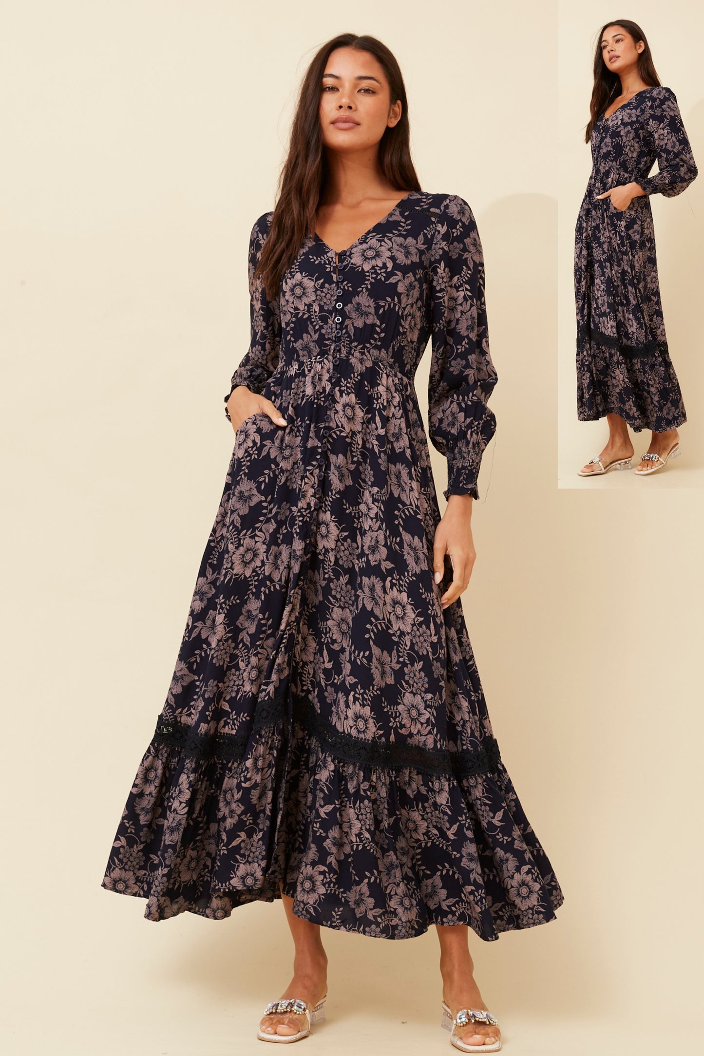 Mira Floral Print Maxi Dress D523369