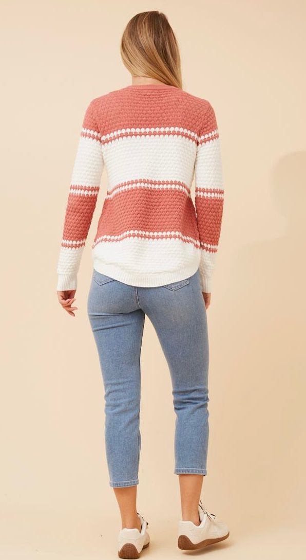 Juliette Stripe Printed Knit KP171740 Rosewood
