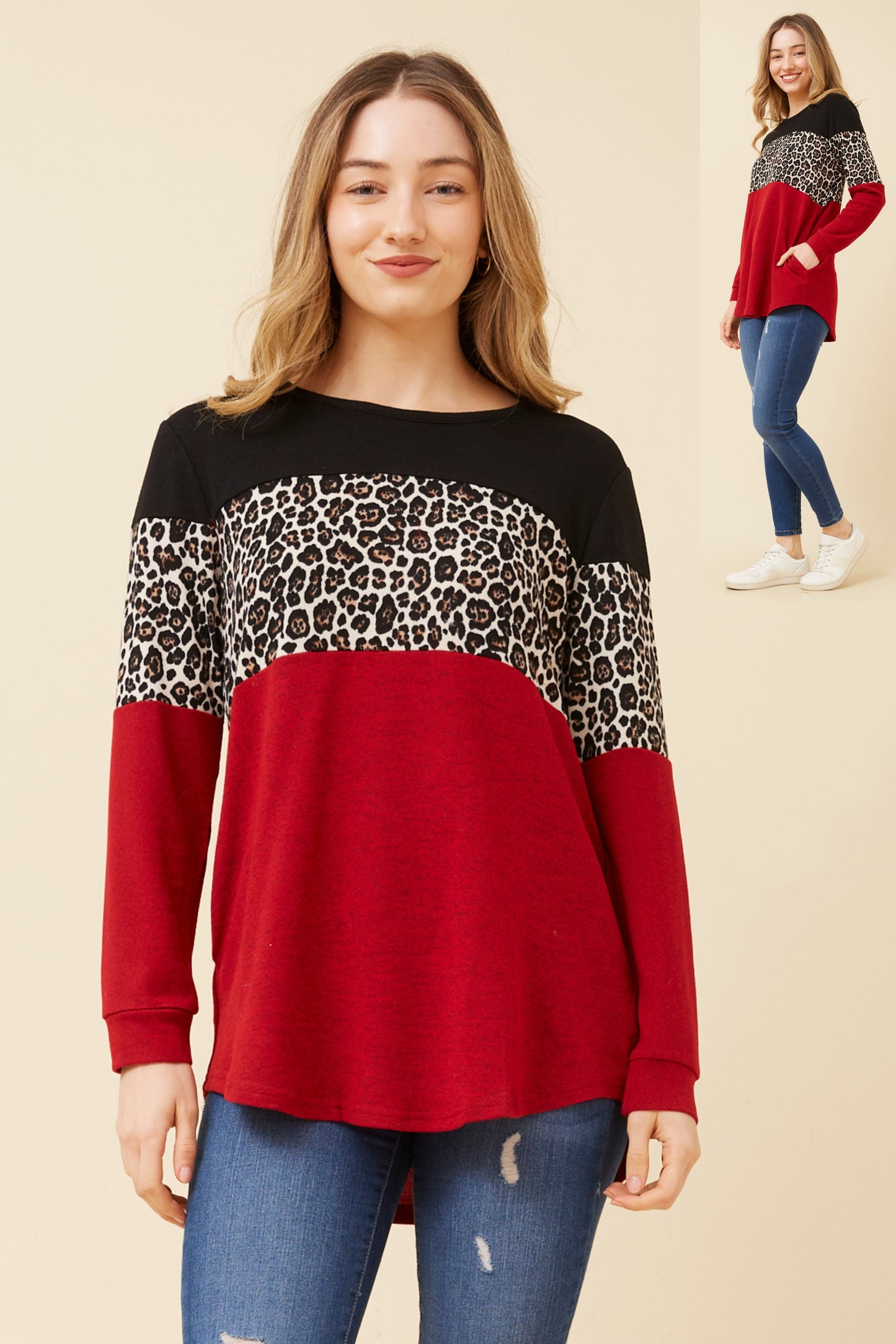 Alicia Animal Print Top T512658 Red