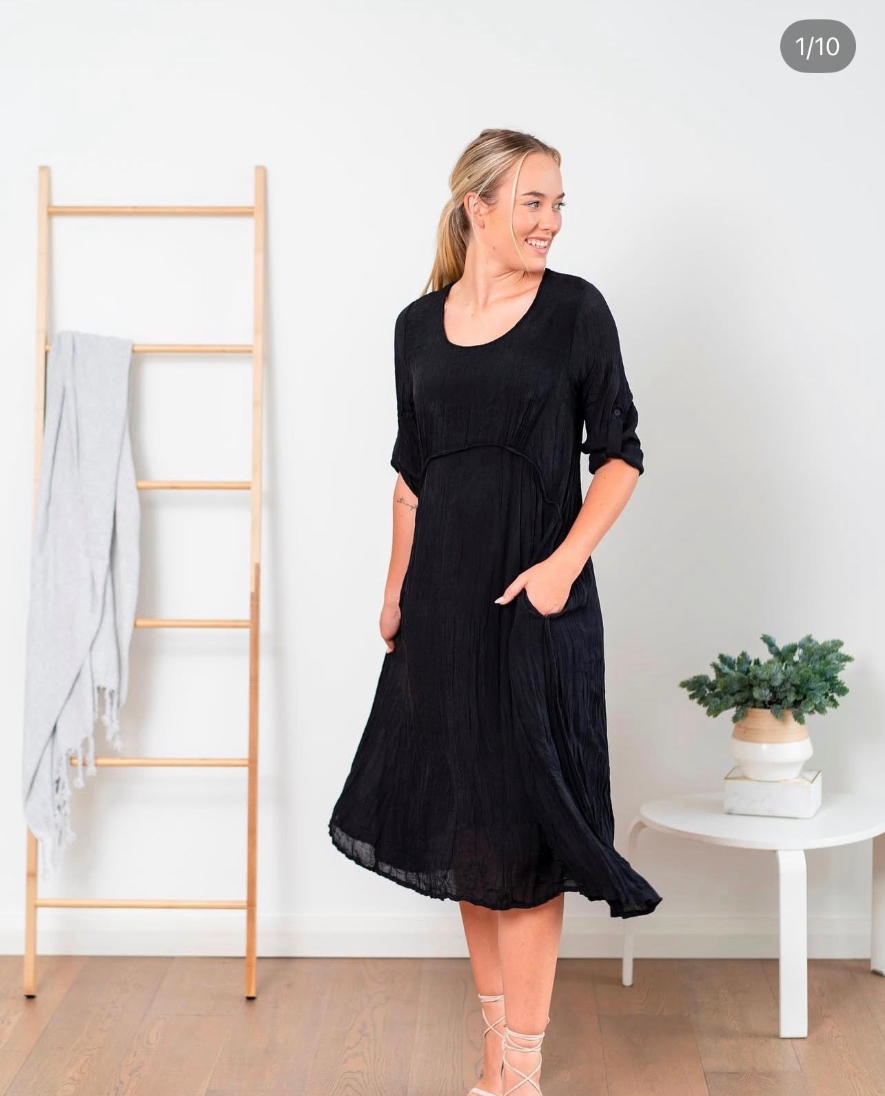 Anni Tunic Midi Dress - Black 38638K