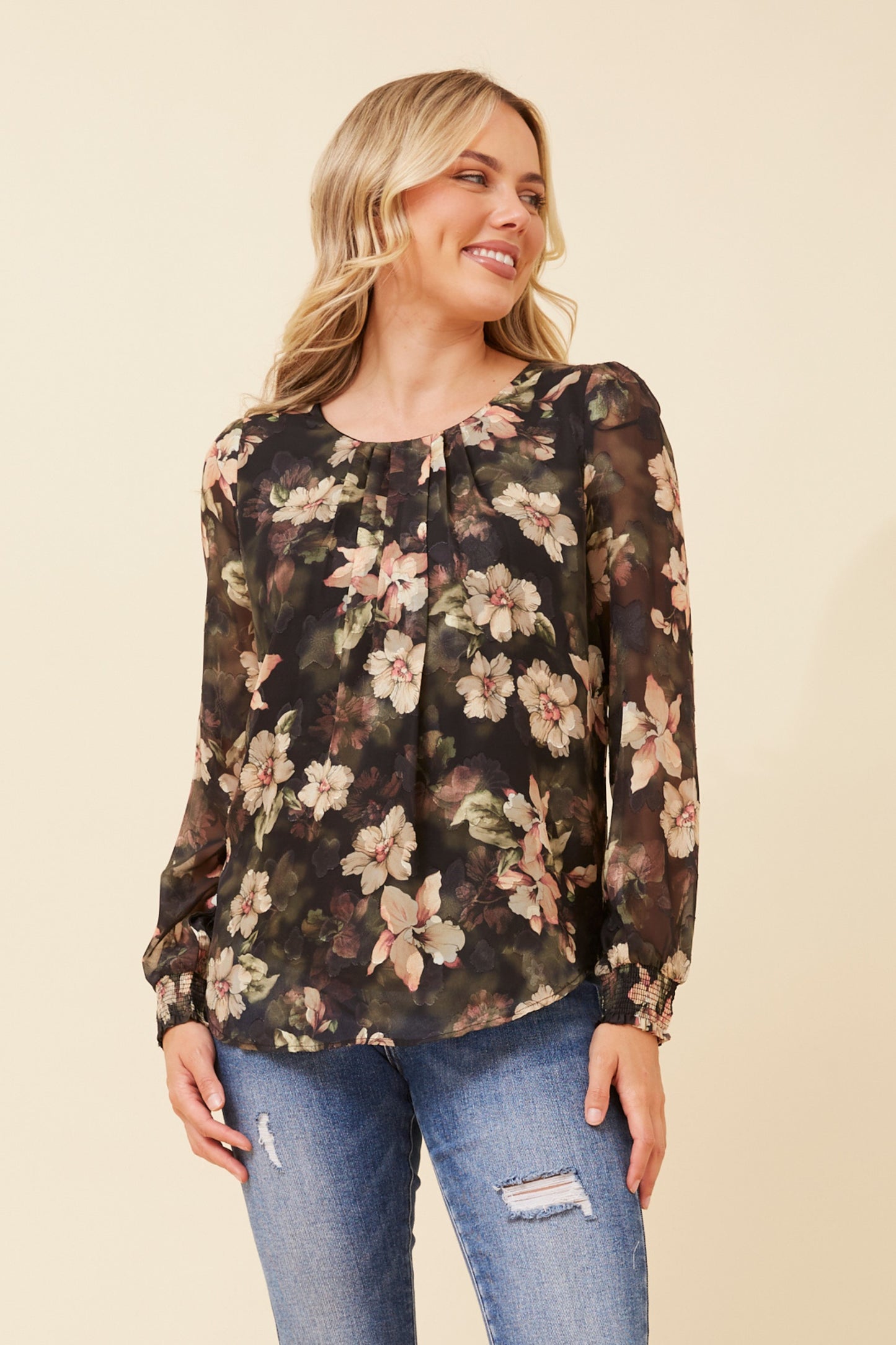 Sabine Burnout Floral Blouse T521516