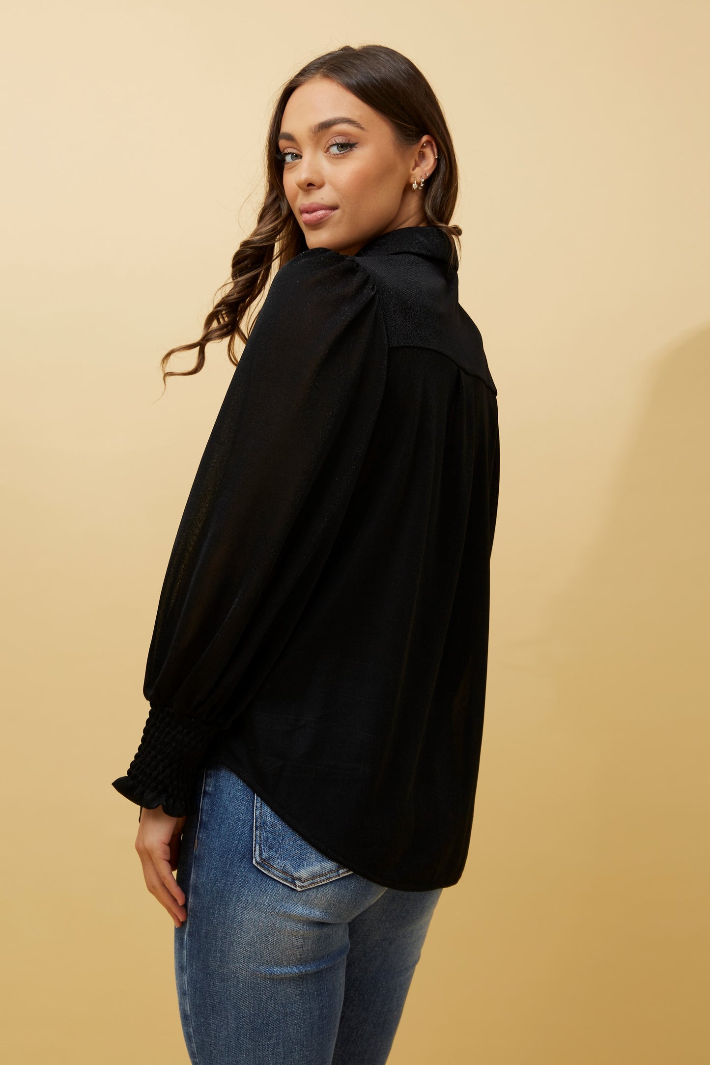 Helia Sequin Shirt T514496 Black