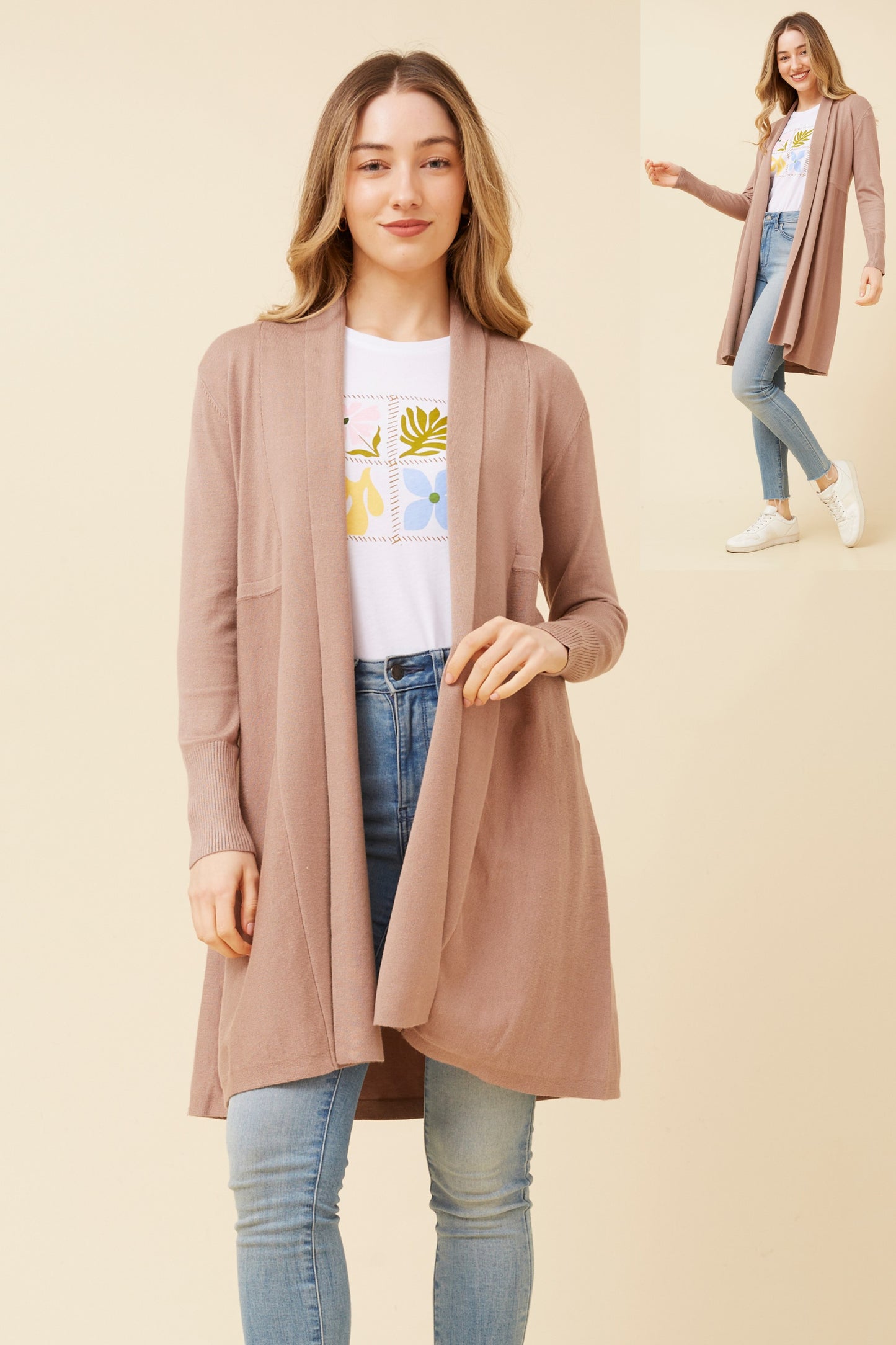 Casey Knit Cardigan KC518716 Mushroom