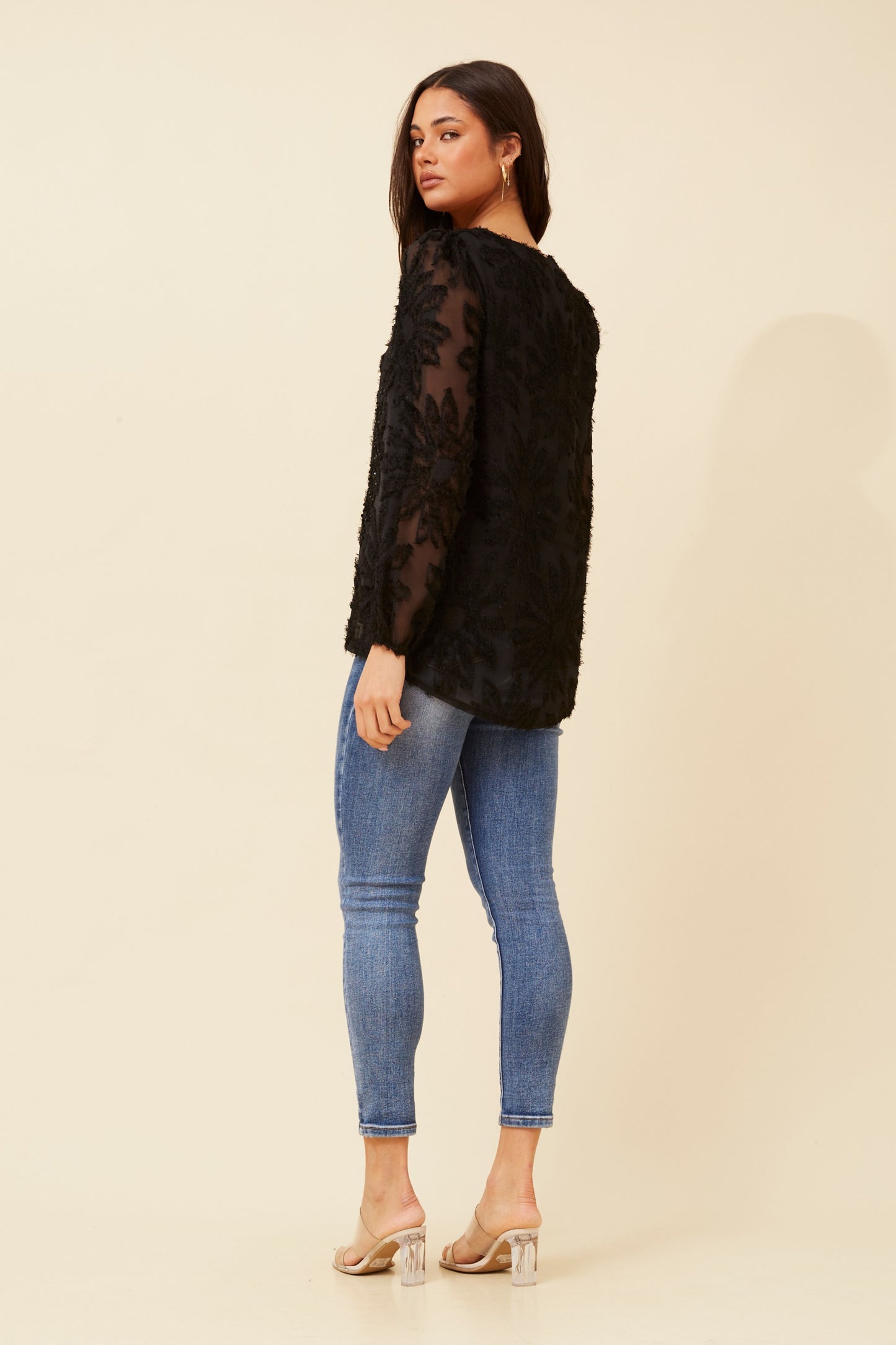 Azra Floral Pattern Blouse T733982 Black