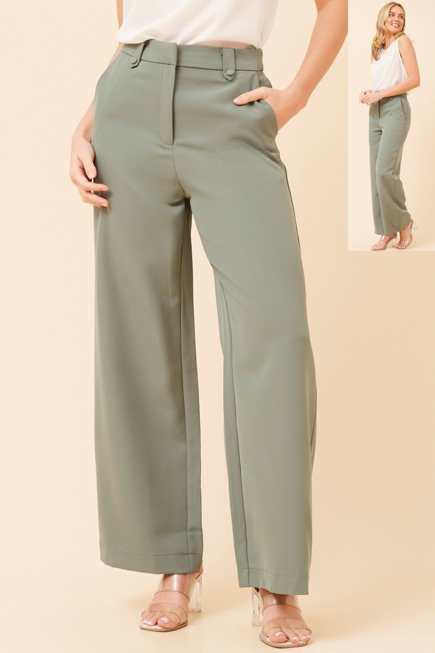Kaia Wide Leg Dressy Pant P521911 Sage