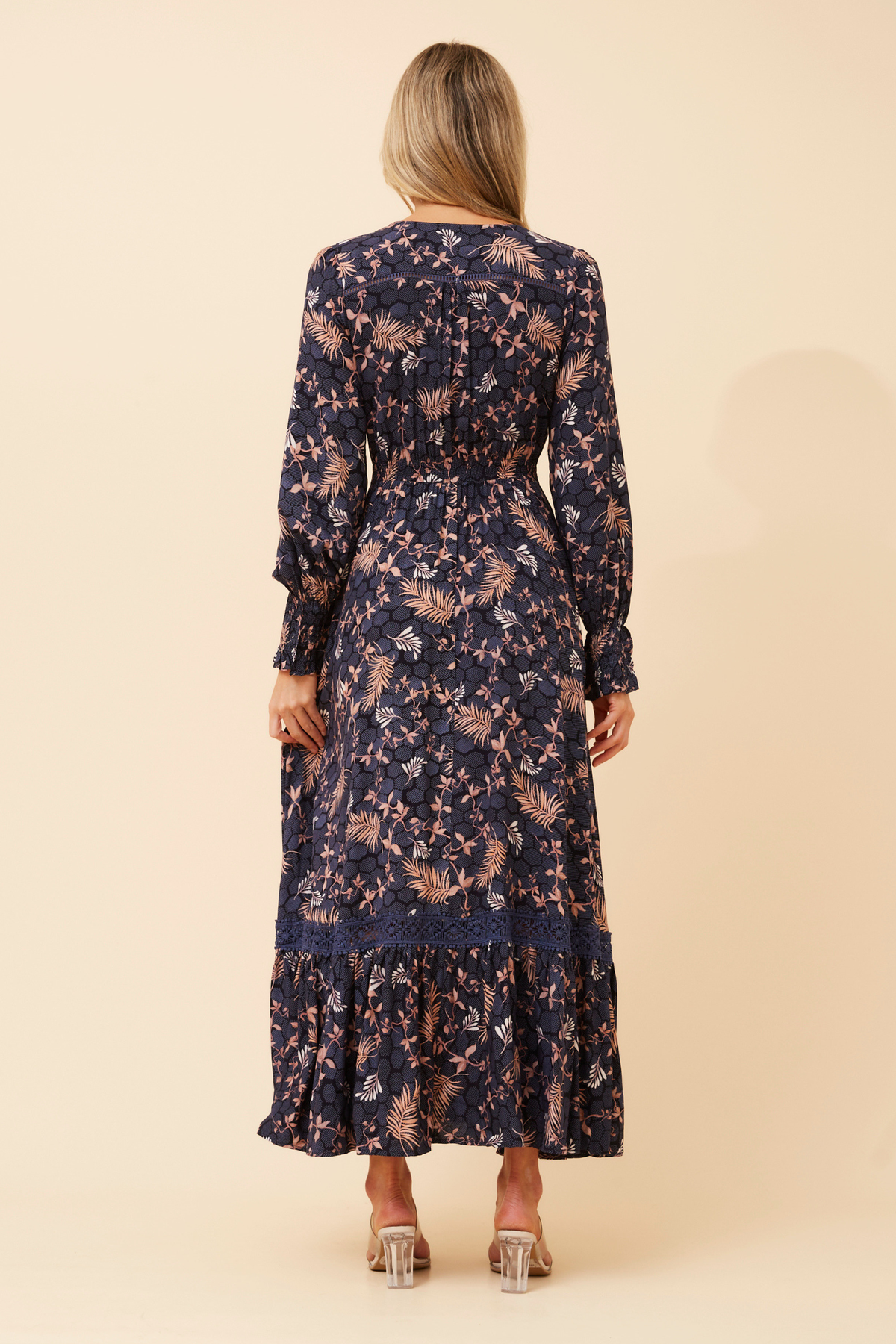 Jensen Floral Print Maxi Dress D526355 Navy