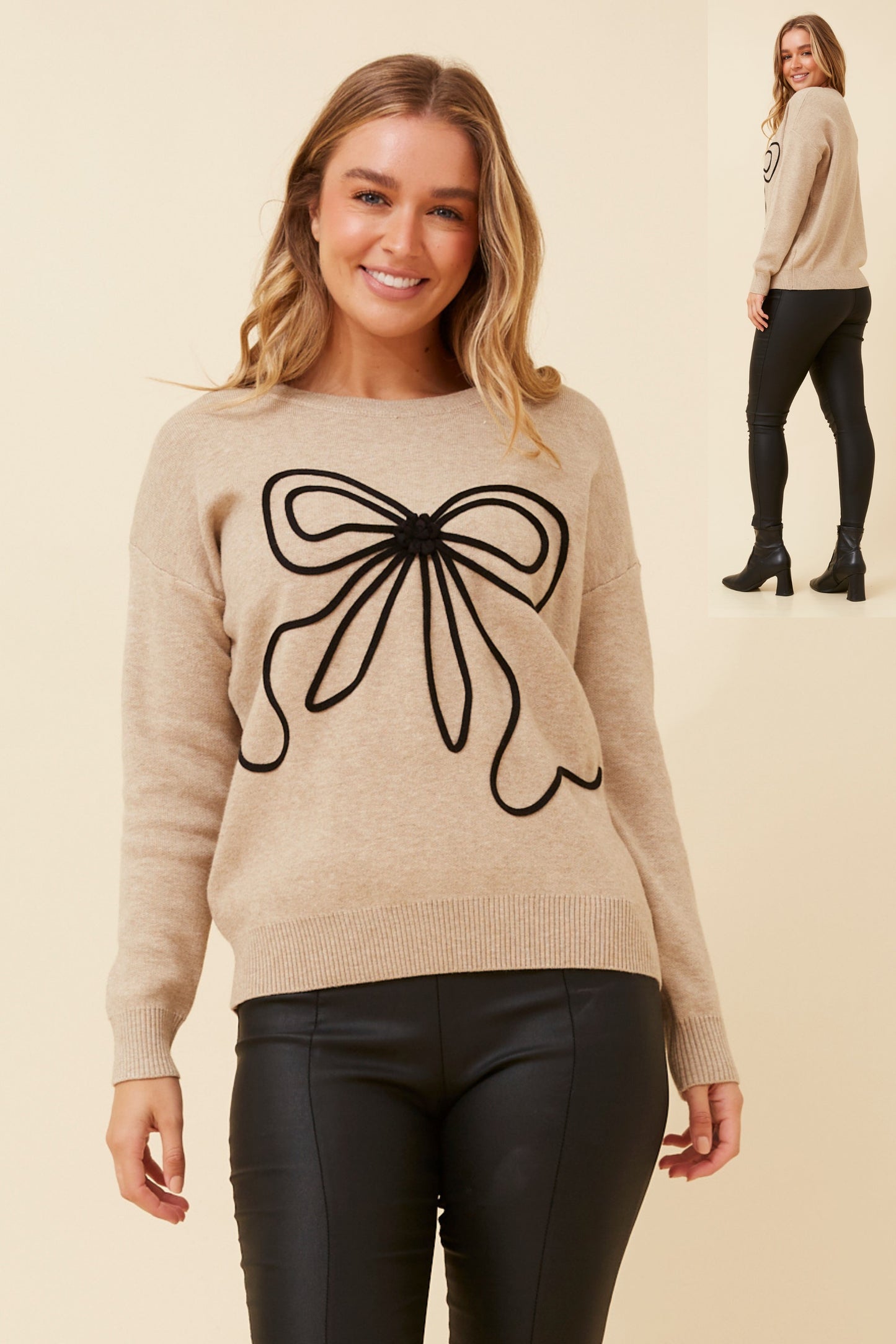 Ashley Bow Knit KP522493 Beige