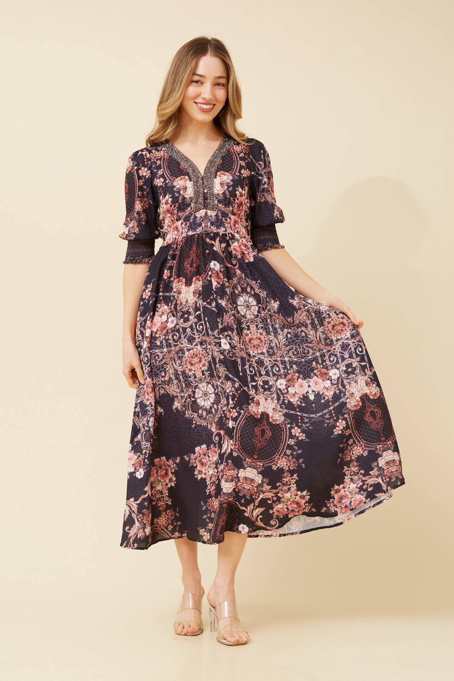 Isla Diamante Detail Midi Dress D524287