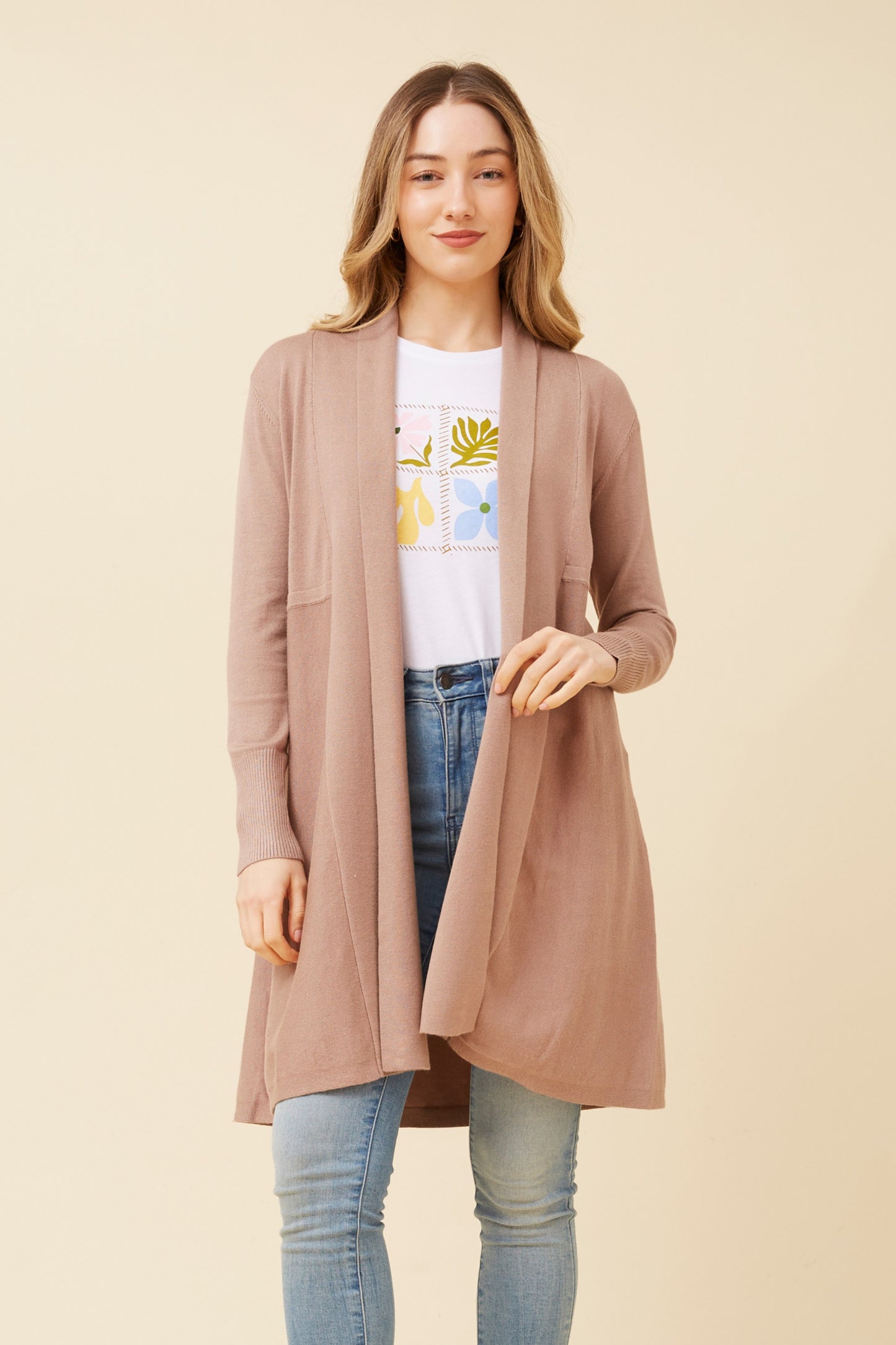 Casey Knit Cardigan KC518716 Mushroom