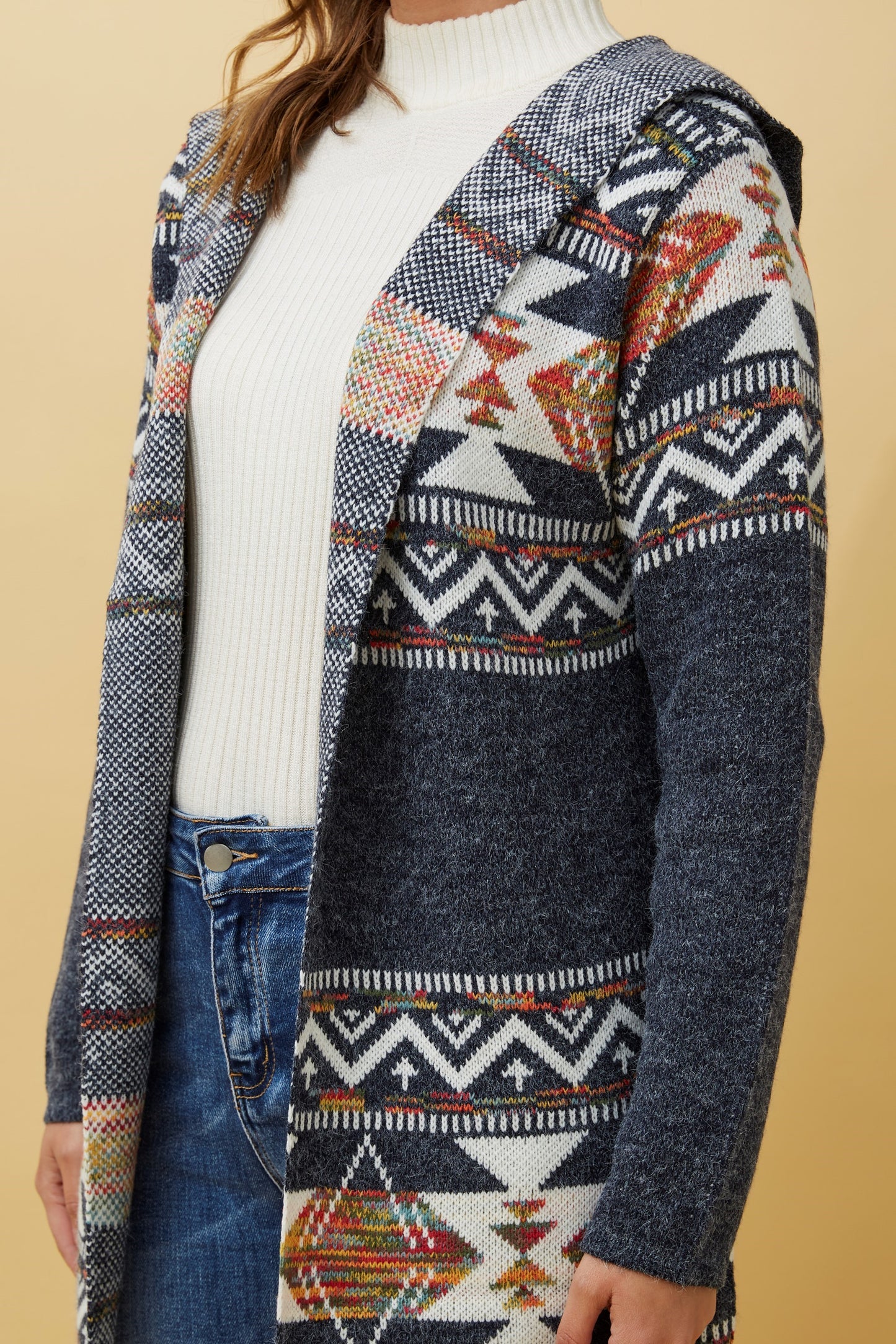 Ella Jacquard Knit Cardigan KC508538 Multi Navy